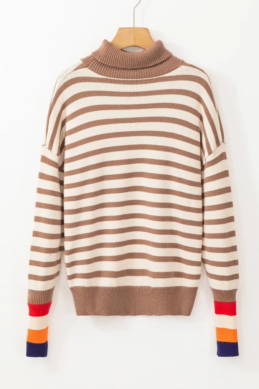 Striped Turtleneck Long Sleeve Sweater-TOPS / DRESSES-[Adult]-[Female]-2022 Online Blue Zone Planet