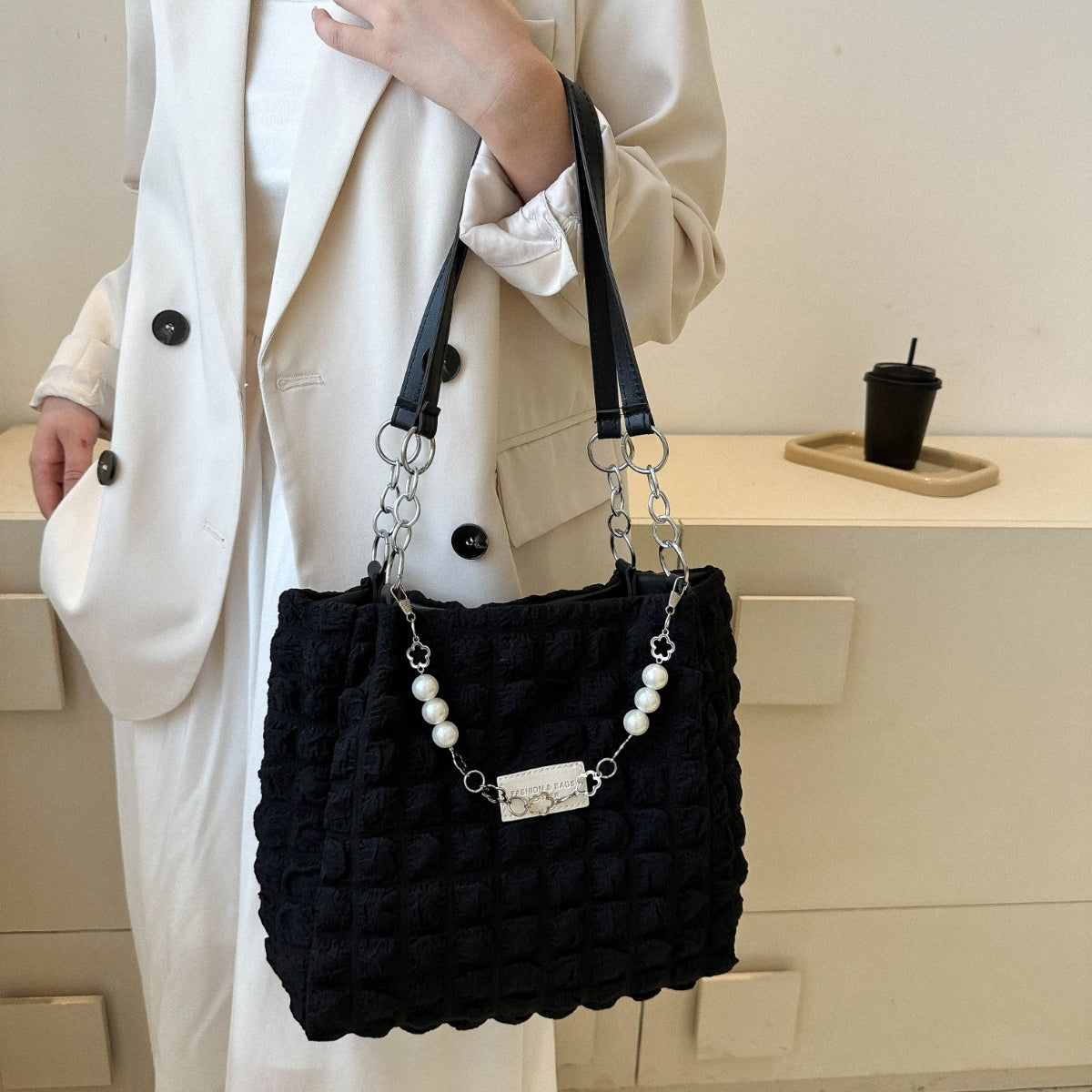 Cloud Puffy Polyester Tote Bag-[Adult]-[Female]-2022 Online Blue Zone Planet