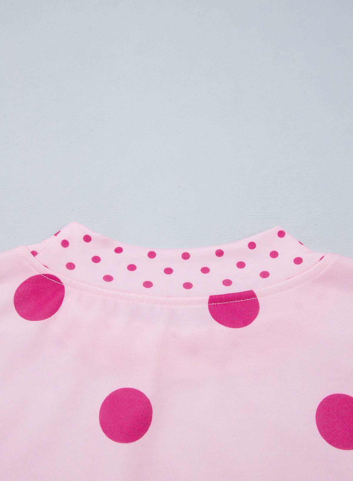 Pink Polka Dot Print Contrast Detail Oversized Tunic Sweatshirt-Tops/Sweatshirts & Hoodies-[Adult]-[Female]-2022 Online Blue Zone Planet