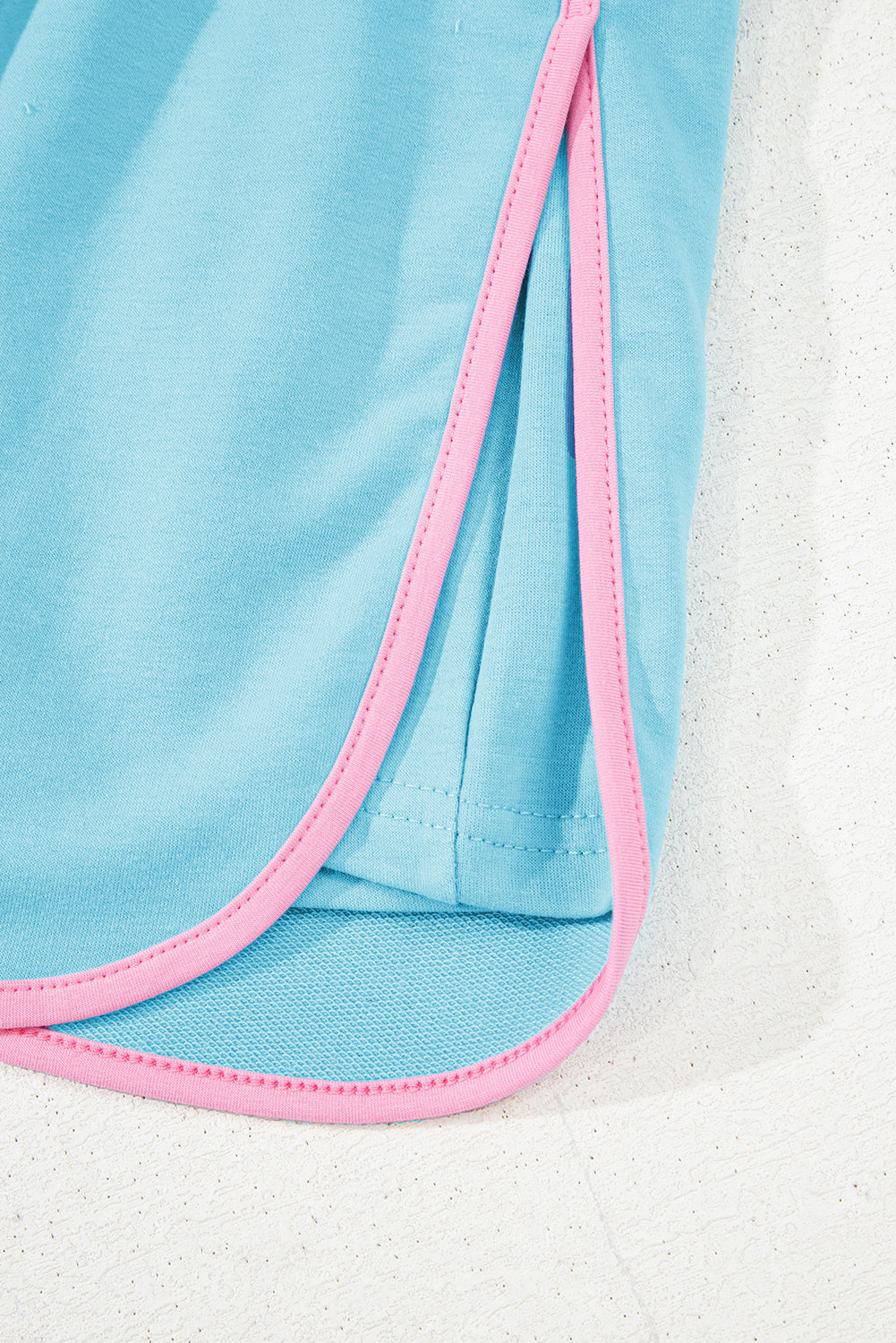 Turquoise Colorblock Edge Drop Shoulder T Shirt and Skirt 2Pcs Set-Two Piece Sets/Two Piece Dresses-[Adult]-[Female]-2022 Online Blue Zone Planet