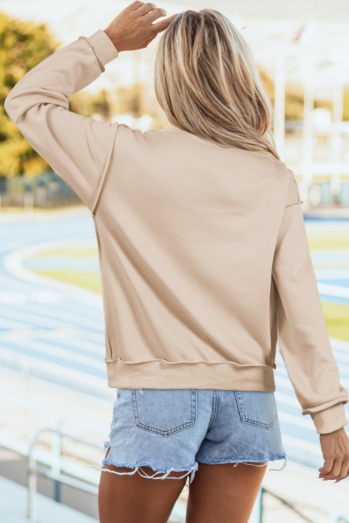 Bright Pink Oversize Drop Shoulder Reversible Mock Neck Sweatshirt-Tops/Sweatshirts & Hoodies-[Adult]-[Female]-2022 Online Blue Zone Planet