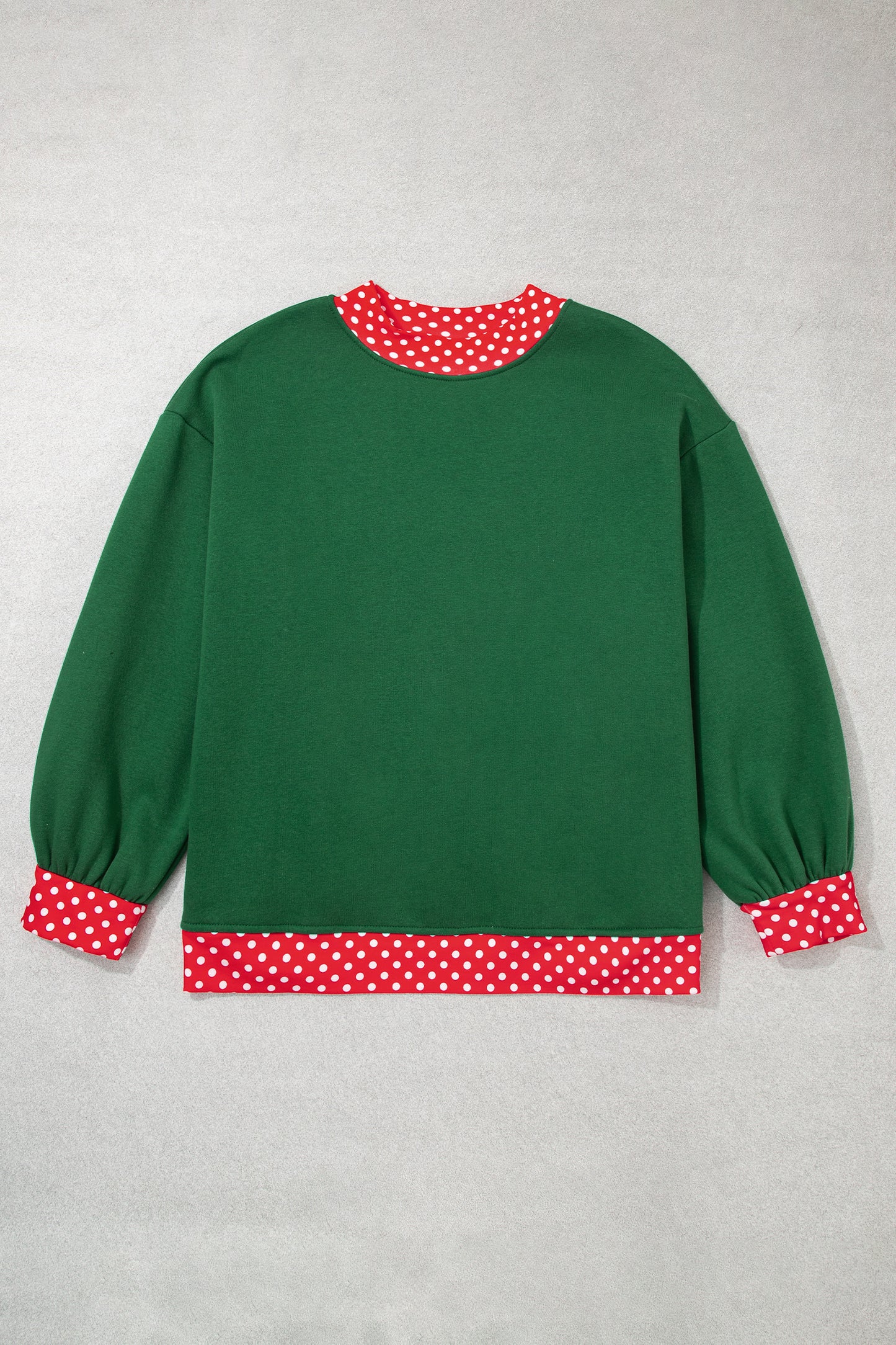 Orange Polka Dot Patchwork Round Neck Plus Size Sweatshirt-Plus Size/Plus Size Sweatshirts & Hoodies-[Adult]-[Female]-2022 Online Blue Zone Planet
