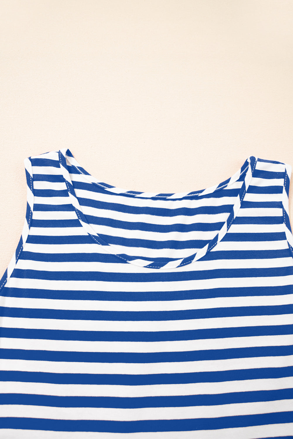 Sky Blue Stripe U Neck Sleeveless Loose Fit Mini Dress-TOPS / DRESSES-[Adult]-[Female]-2022 Online Blue Zone Planet