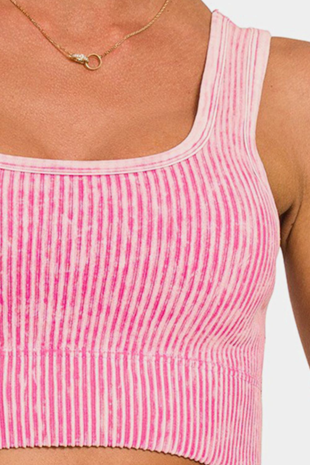 Blue Zone Planet | Zenana Ribbed Square Neck Wide Strap Tank-TOPS / DRESSES-[Adult]-[Female]-2022 Online Blue Zone Planet