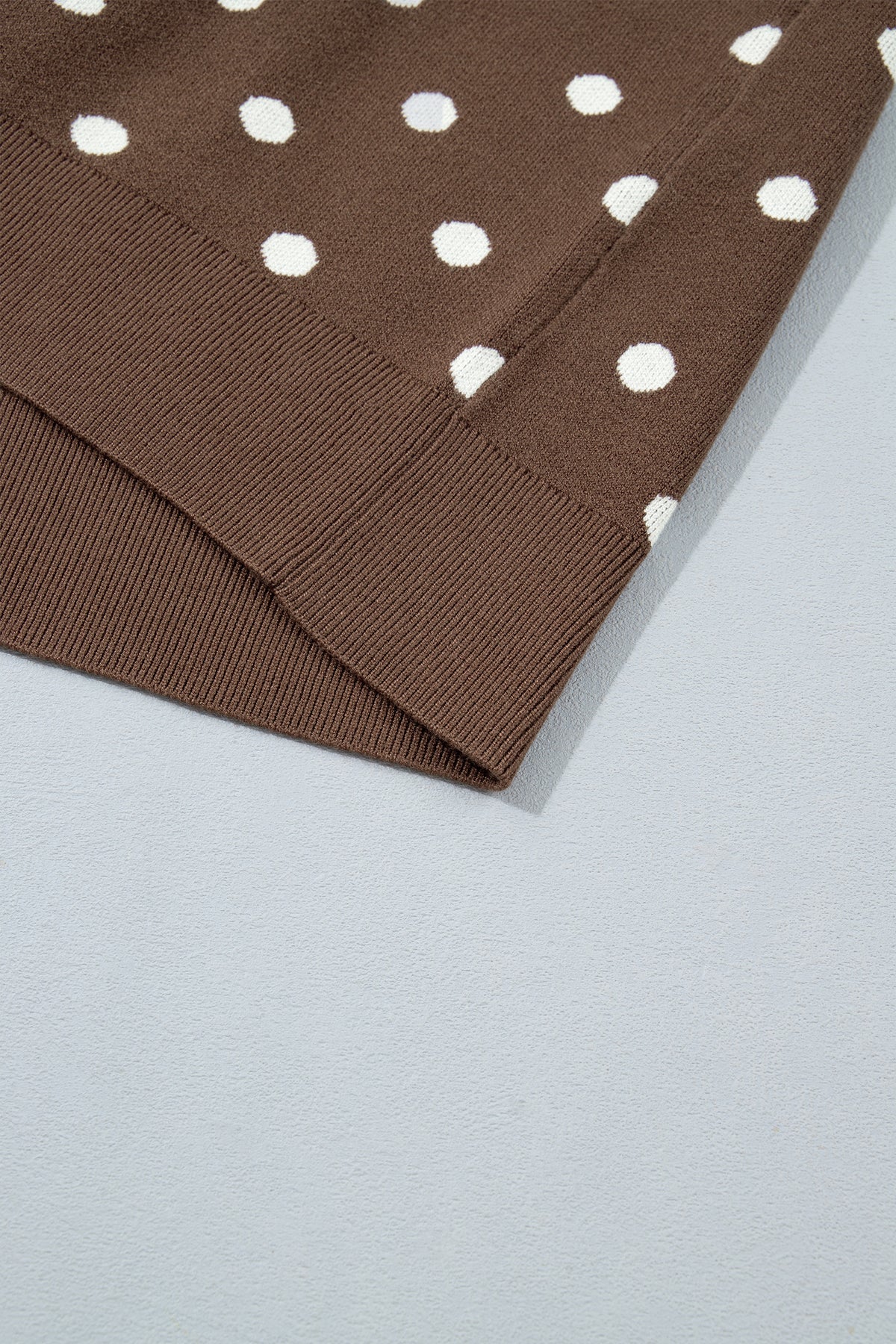 Brown Dolman Short Sleeve Round Neck Polka Dot Sweater-Sweaters & Cardigans/Short Sleeve Sweaters-[Adult]-[Female]-2022 Online Blue Zone Planet