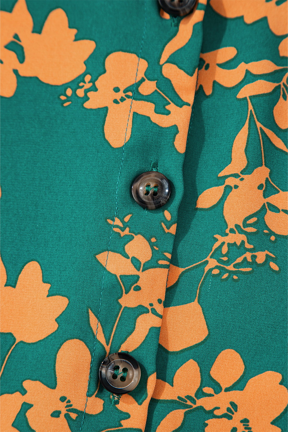Blue Zone Planet | Green Floral Print Drawstring Tunic Flowy Short Dress-TOPS / DRESSES-[Adult]-[Female]-2022 Online Blue Zone Planet