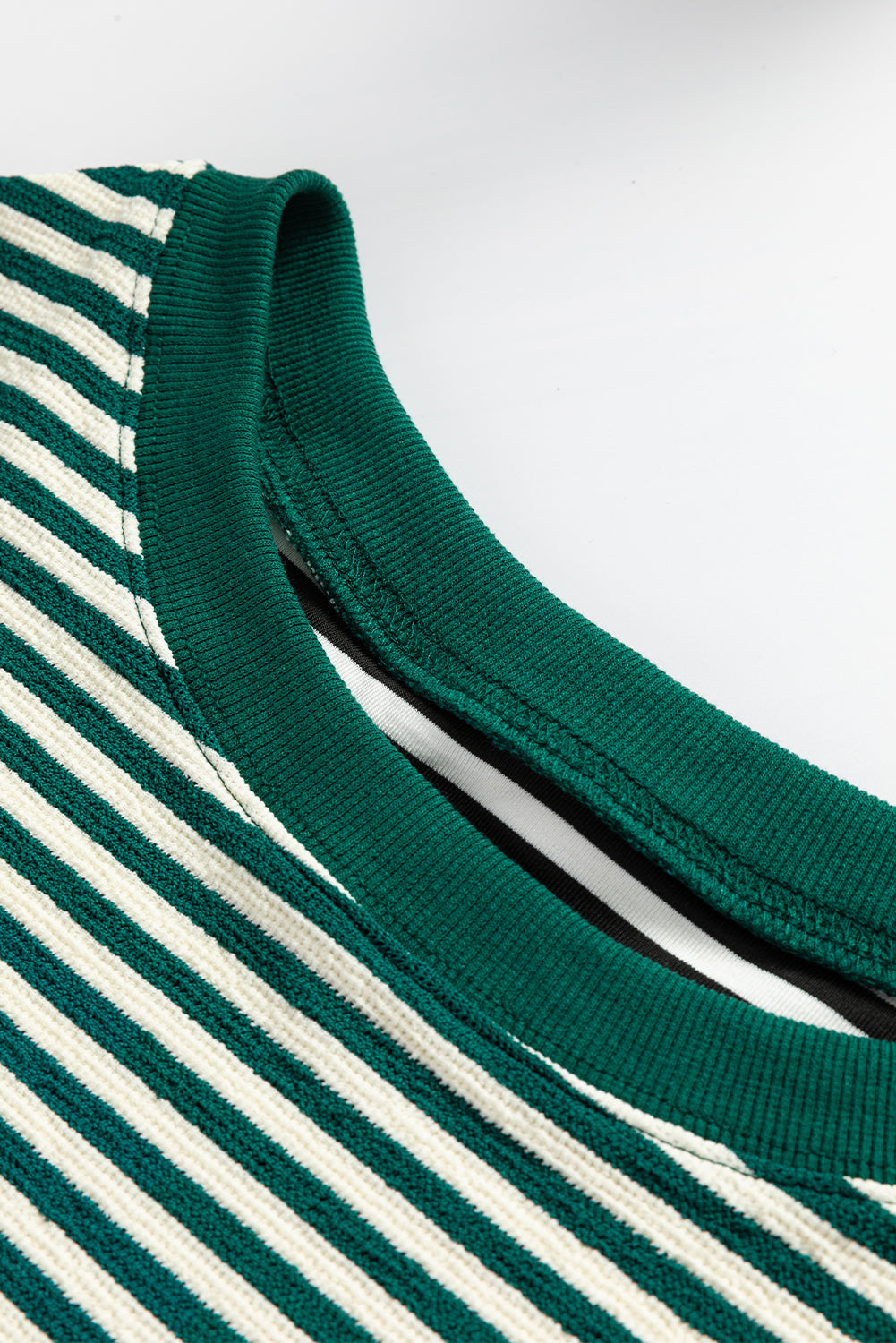 Blue Zone Planet | Green Stripe Drop Shoulder Long Sleeve Top-Long Sleeve Tops-[Adult]-[Female]-2022 Online Blue Zone Planet