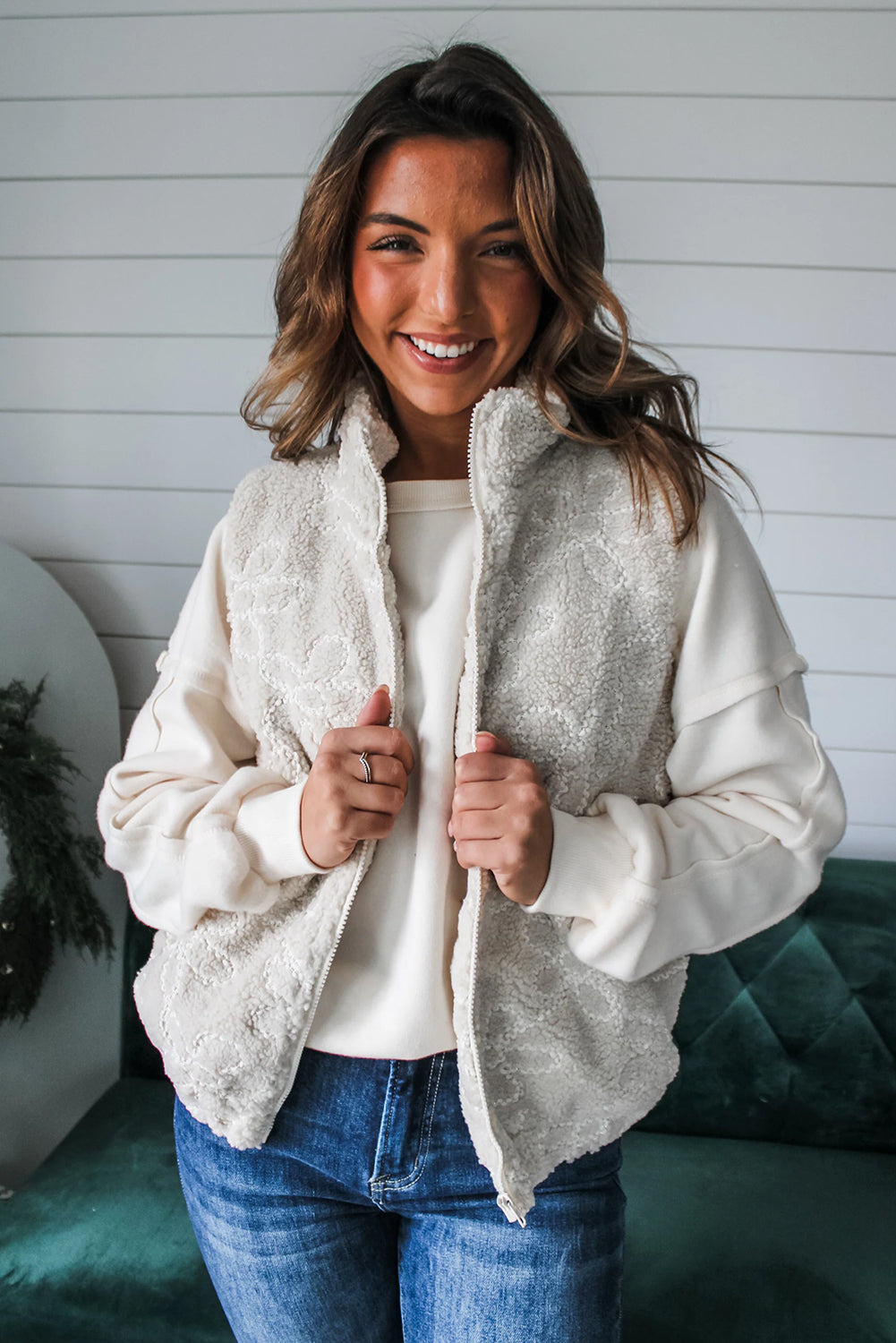 White Exposed Seam Chest Pocket Knit Pullover Sweatshirt-Tops/Sweatshirts & Hoodies-[Adult]-[Female]-2022 Online Blue Zone Planet