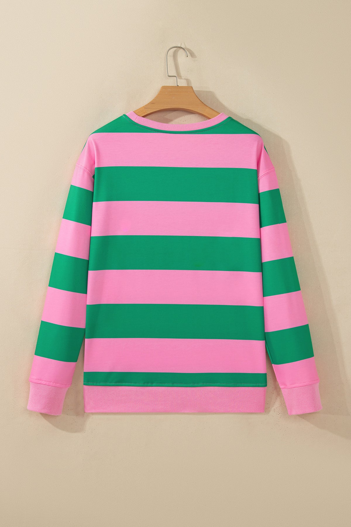 Green Stripe holly jolly Letter Embroidered Pullover Sweatshirt-Tops/Sweatshirts & Hoodies-[Adult]-[Female]-2022 Online Blue Zone Planet