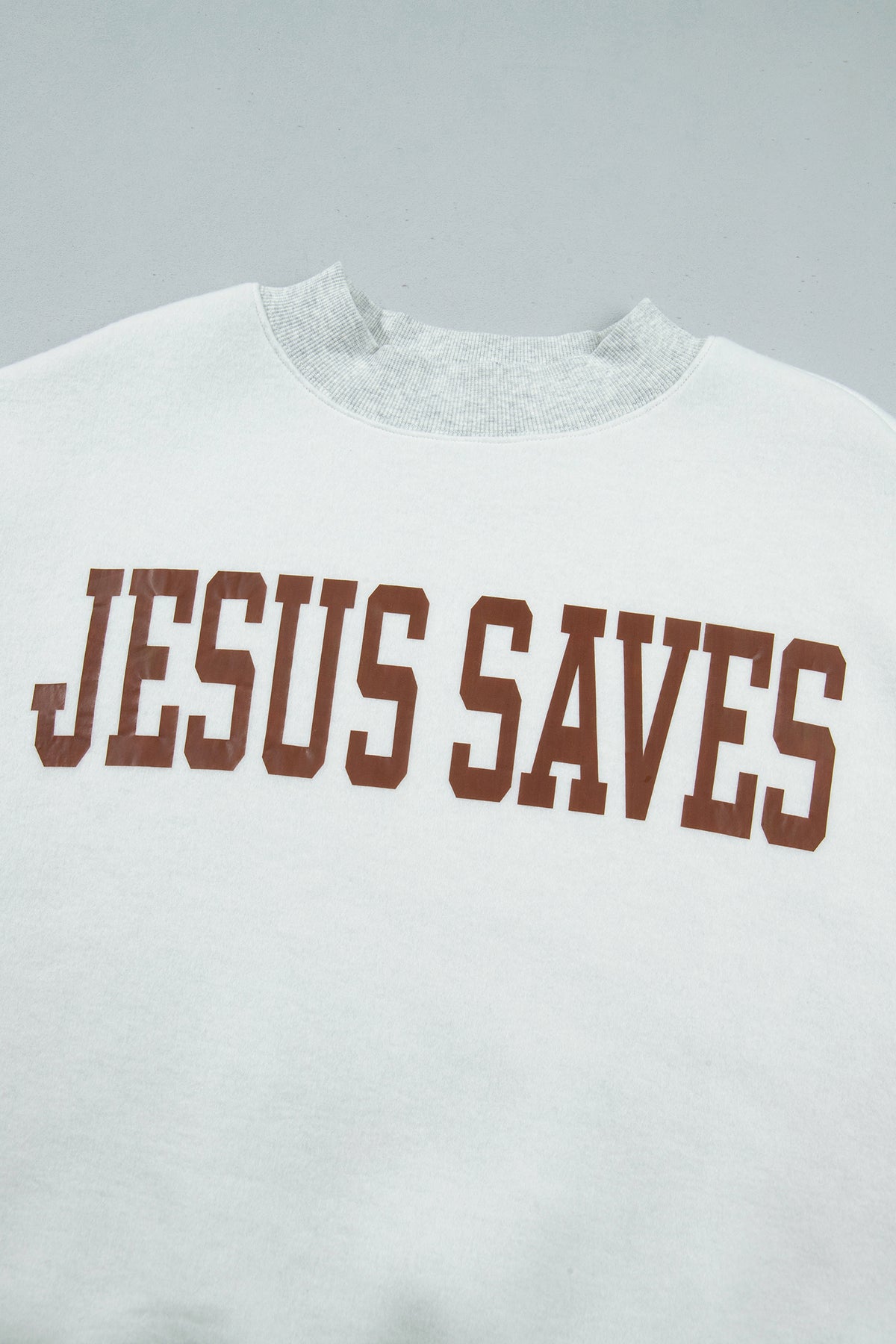 Light Grey Reversible Christian Faith Print Mock Neck Pullover Sweatshirt-Tops/Sweatshirts & Hoodies-[Adult]-[Female]-2022 Online Blue Zone Planet
