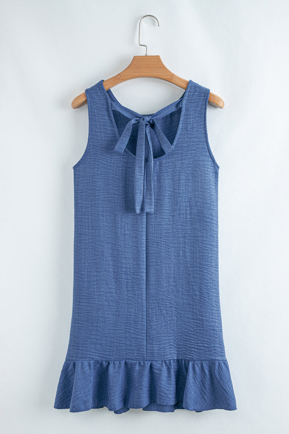 Ashleigh Blue Knot Scoop Back Ruffle Hem Sleeveless Mini Dress-TOPS / DRESSES-[Adult]-[Female]-2022 Online Blue Zone Planet