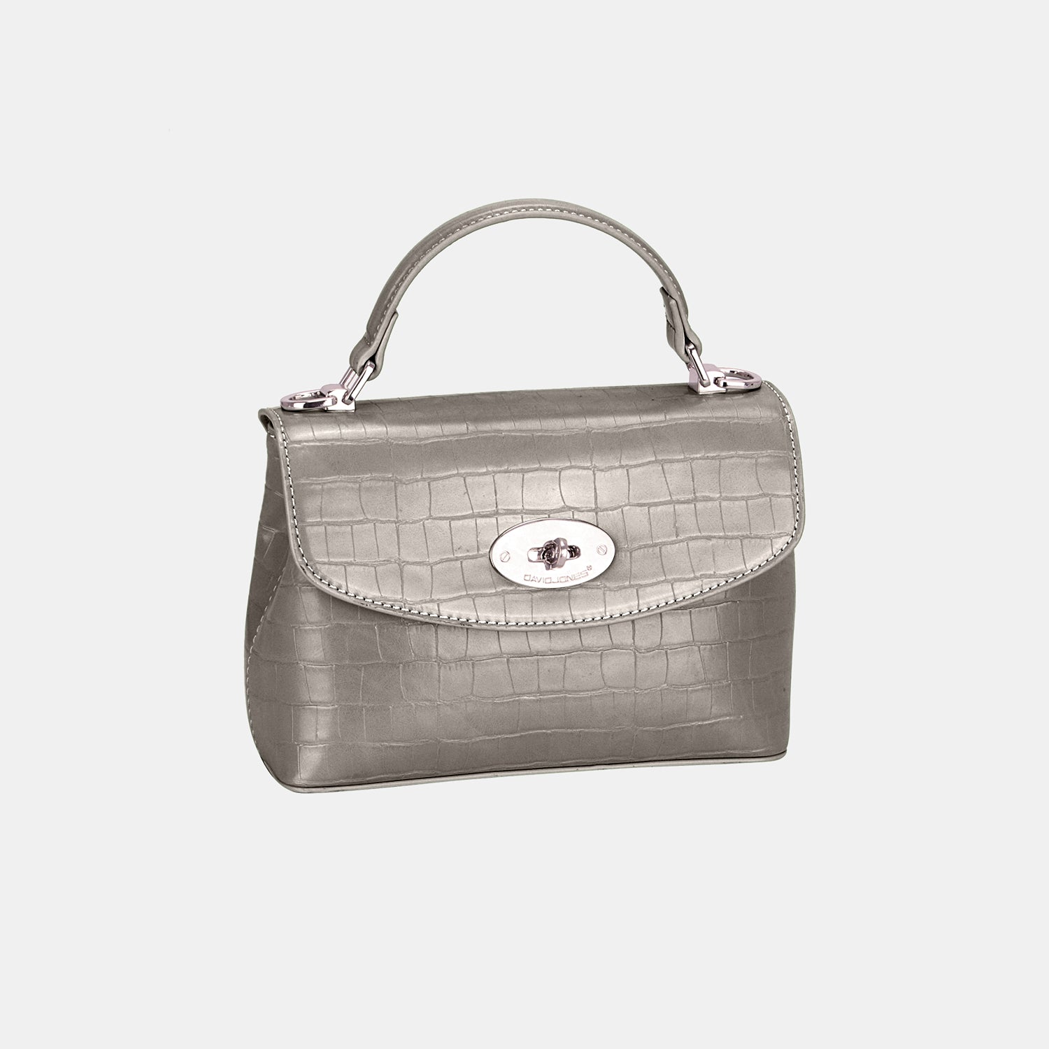 David Jones Texture PU Leather Handbag-HANDBAGS-[Adult]-[Female]-D.Silver-One Size-2022 Online Blue Zone Planet