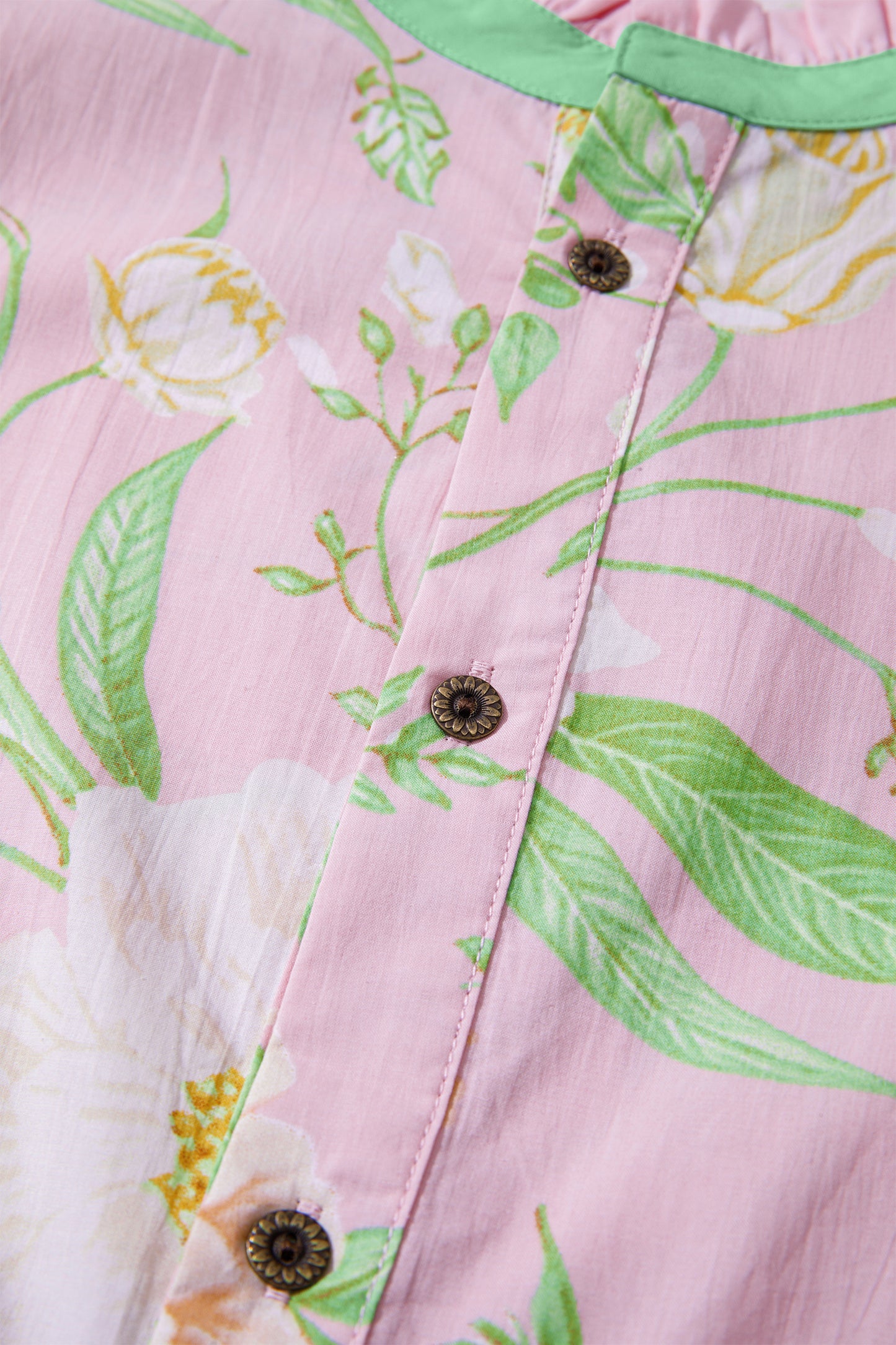 Pink Floral Print Short Puff Sleeve High Waist Tiered Maxi Dress-Dresses/Floral Dresses-[Adult]-[Female]-2022 Online Blue Zone Planet