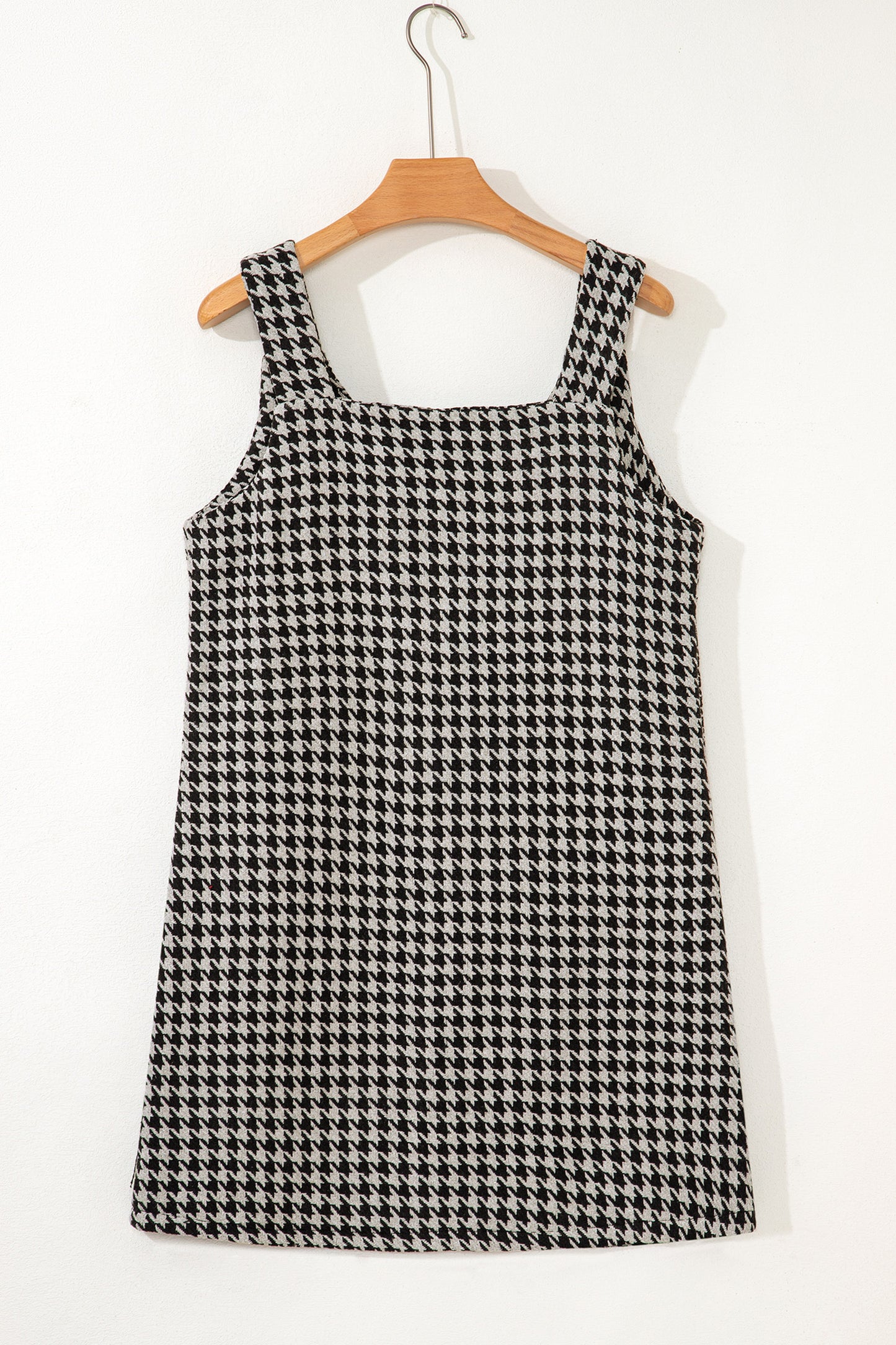 Khaki Houndstooth Print V Neck Sleeveless Mini Dress-TOPS / DRESSES-[Adult]-[Female]-2022 Online Blue Zone Planet