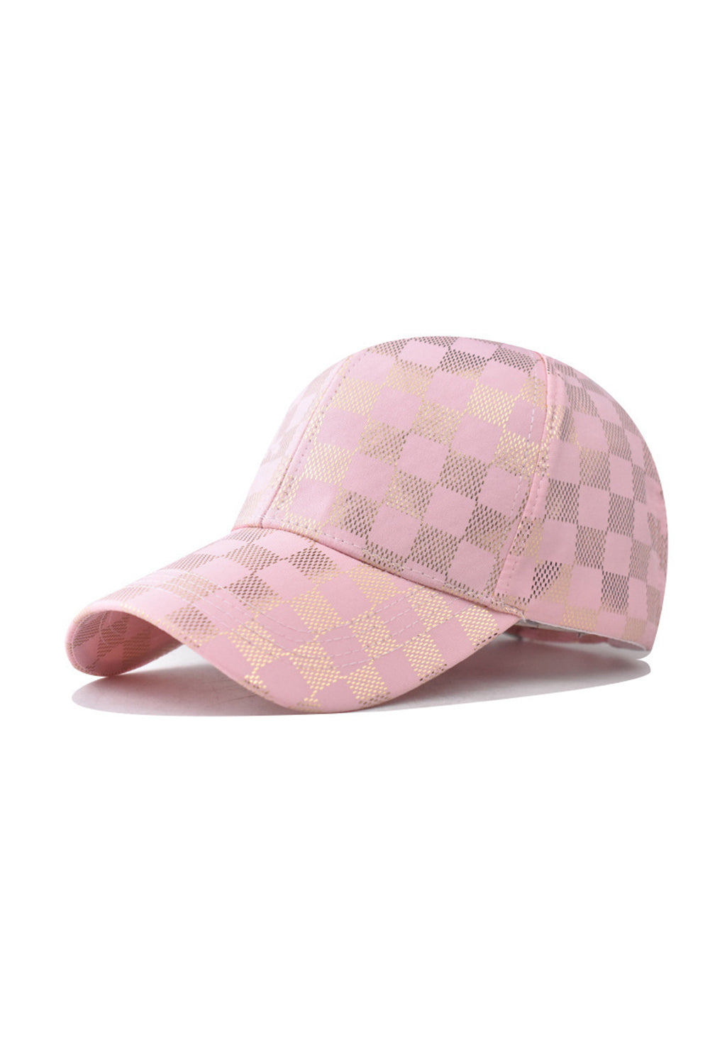 Light Pink Checkered Baseball Cap-Hats-[Adult]-[Female]-Light Pink-ONE SIZE-2022 Online Blue Zone Planet