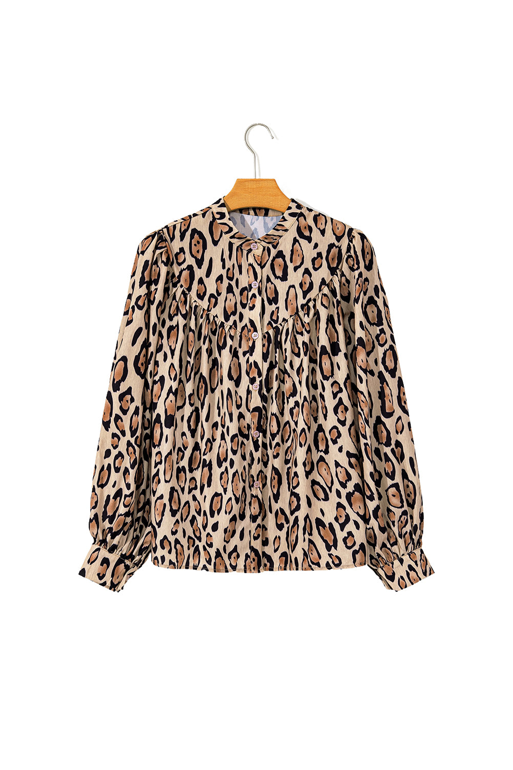 Blue Zone Planet | Jet Stream Oversized Leopard Print Balloon Sleeve Casual Shirt-Tops/Blouses & Shirts-[Adult]-[Female]-2022 Online Blue Zone Planet