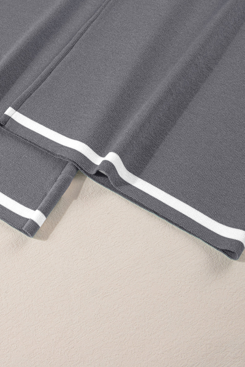 Medium Grey Contrast Trim Half Sleeve Top Drawstring Pants Loose 2pcs Sweater Suit-Two Piece Sets/Pant Sets-[Adult]-[Female]-2022 Online Blue Zone Planet