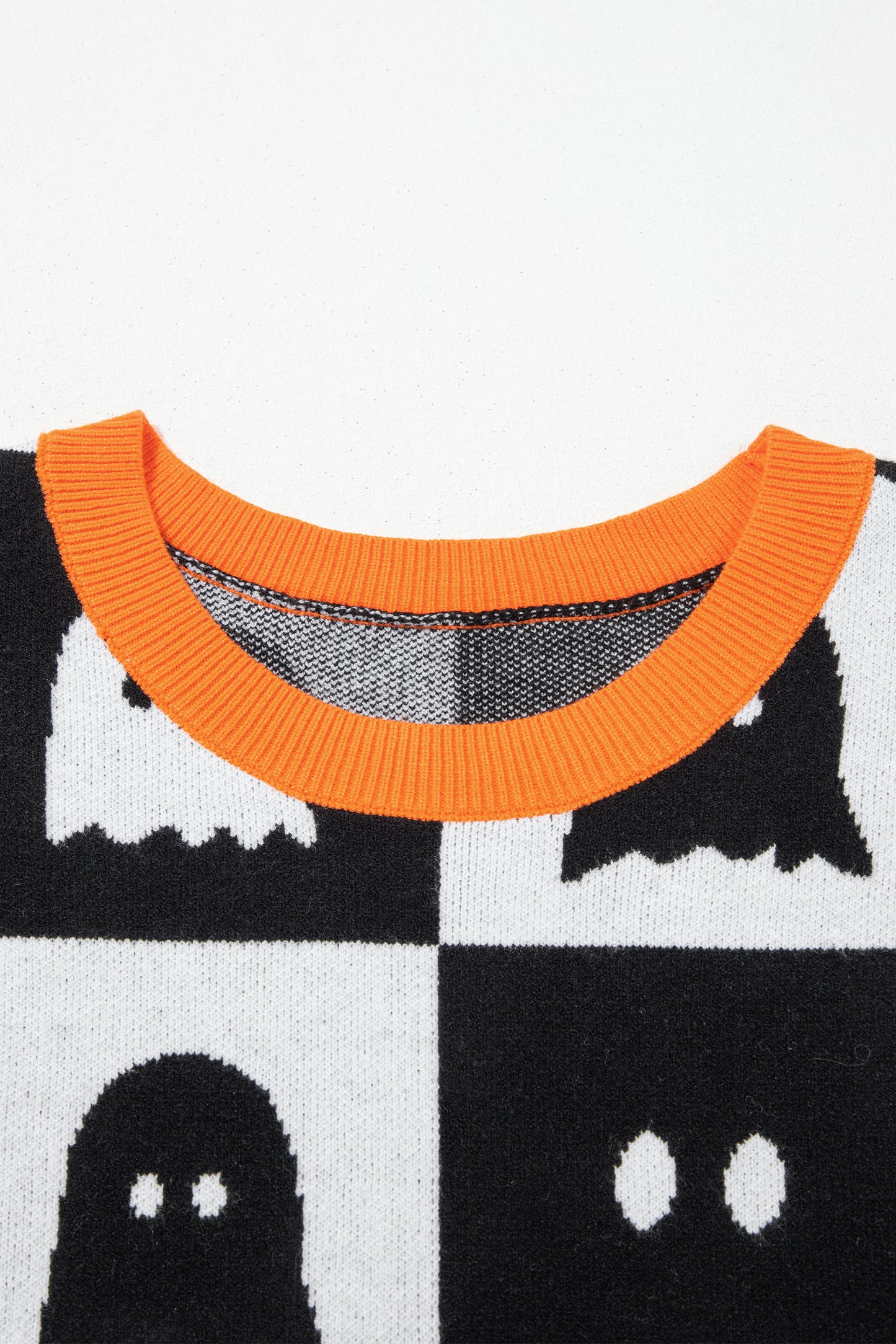 White Geometric Ghost Color Block Trim Short Sleeve Knit Sweater-TOPS / DRESSES-[Adult]-[Female]-2022 Online Blue Zone Planet