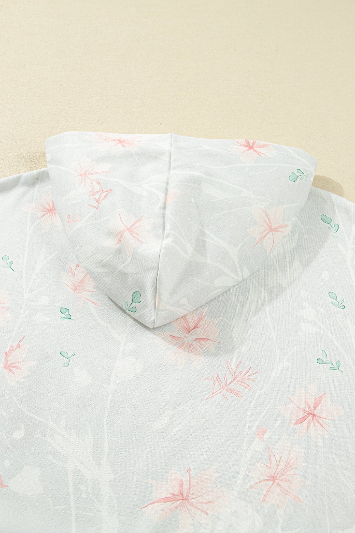 Gray Floral Print Plus Size Loose Hoodie-Tops / Dresses-[Adult]-[Female]-2022 Online Blue Zone Planet