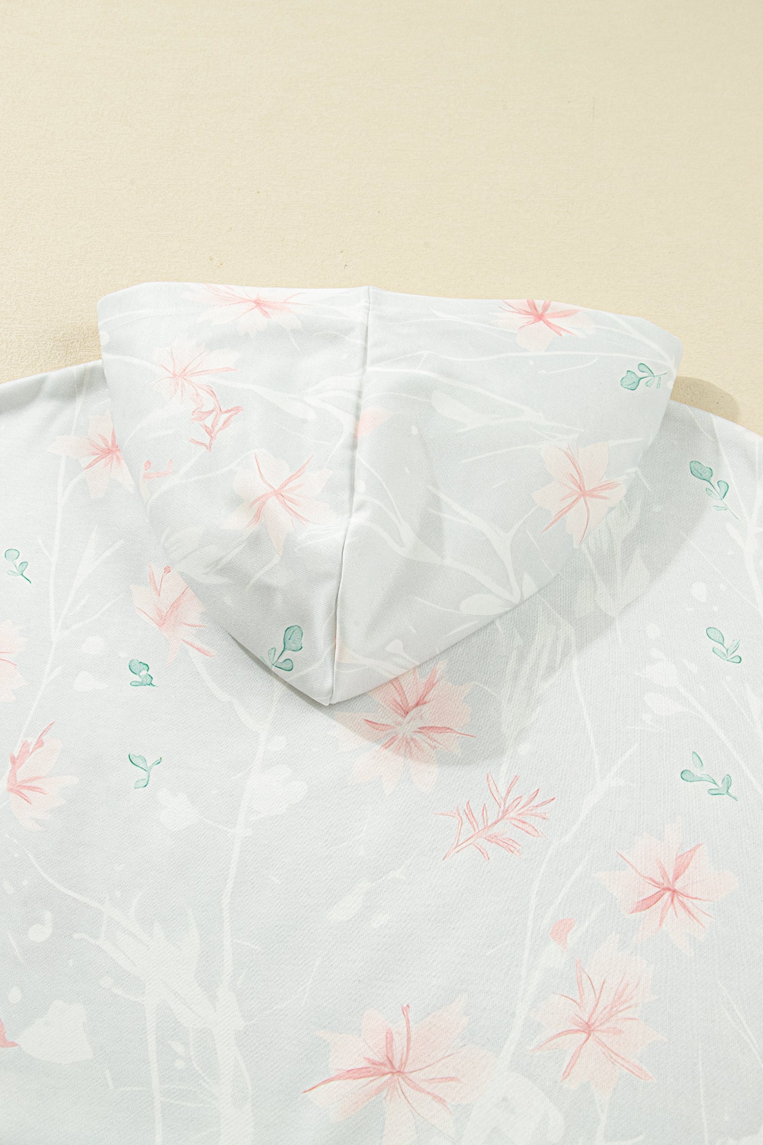 Gray Floral Print Plus Size Loose Hoodie-Tops / Dresses-[Adult]-[Female]-2022 Online Blue Zone Planet