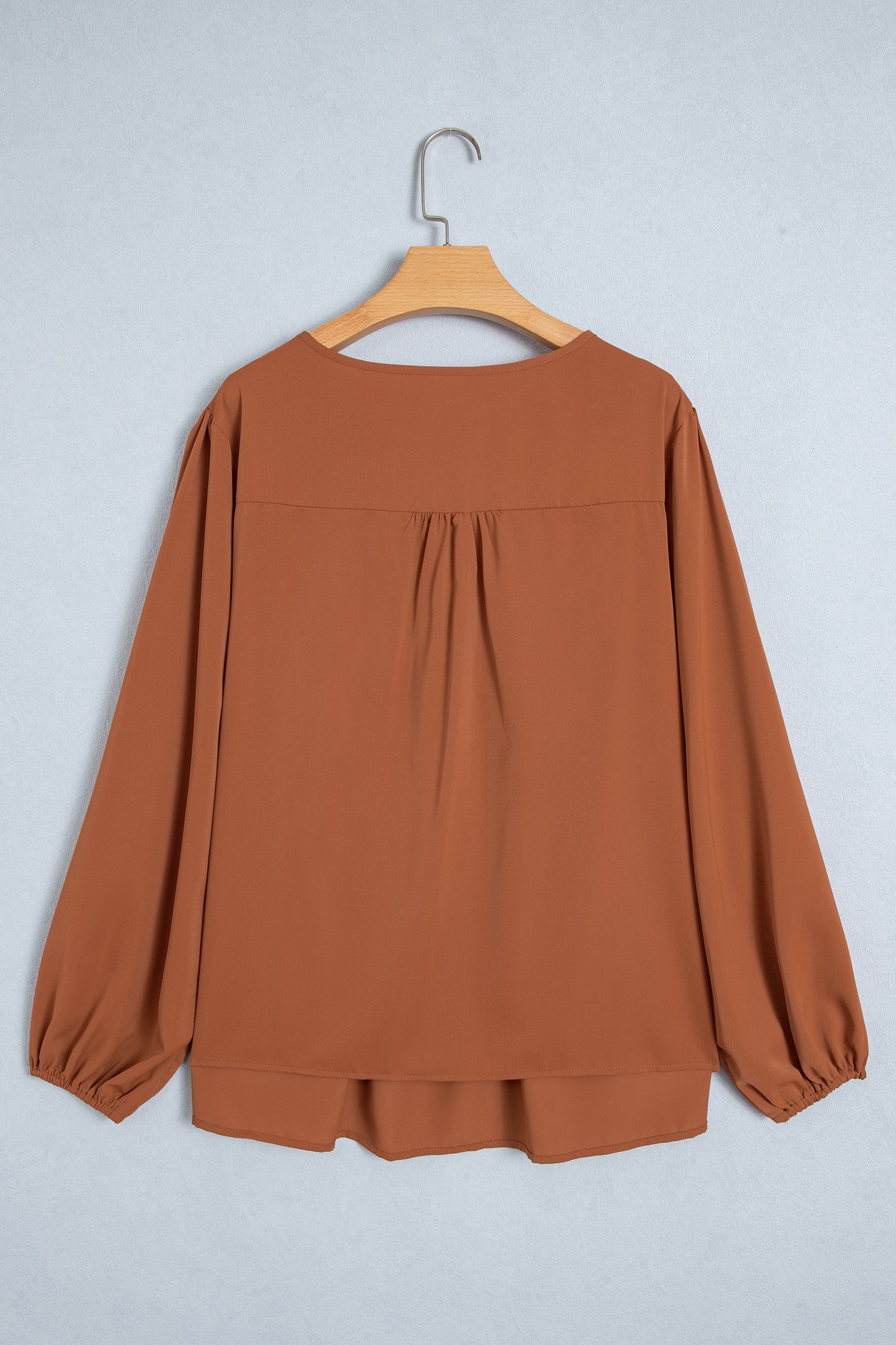 Chestnut Boho V Neck Embroidered Tassel Long Sleeve Plus Size Blouse-Plus Size/Plus Size Tops/Plus Size Blouses & Shirts-[Adult]-[Female]-2022 Online Blue Zone Planet