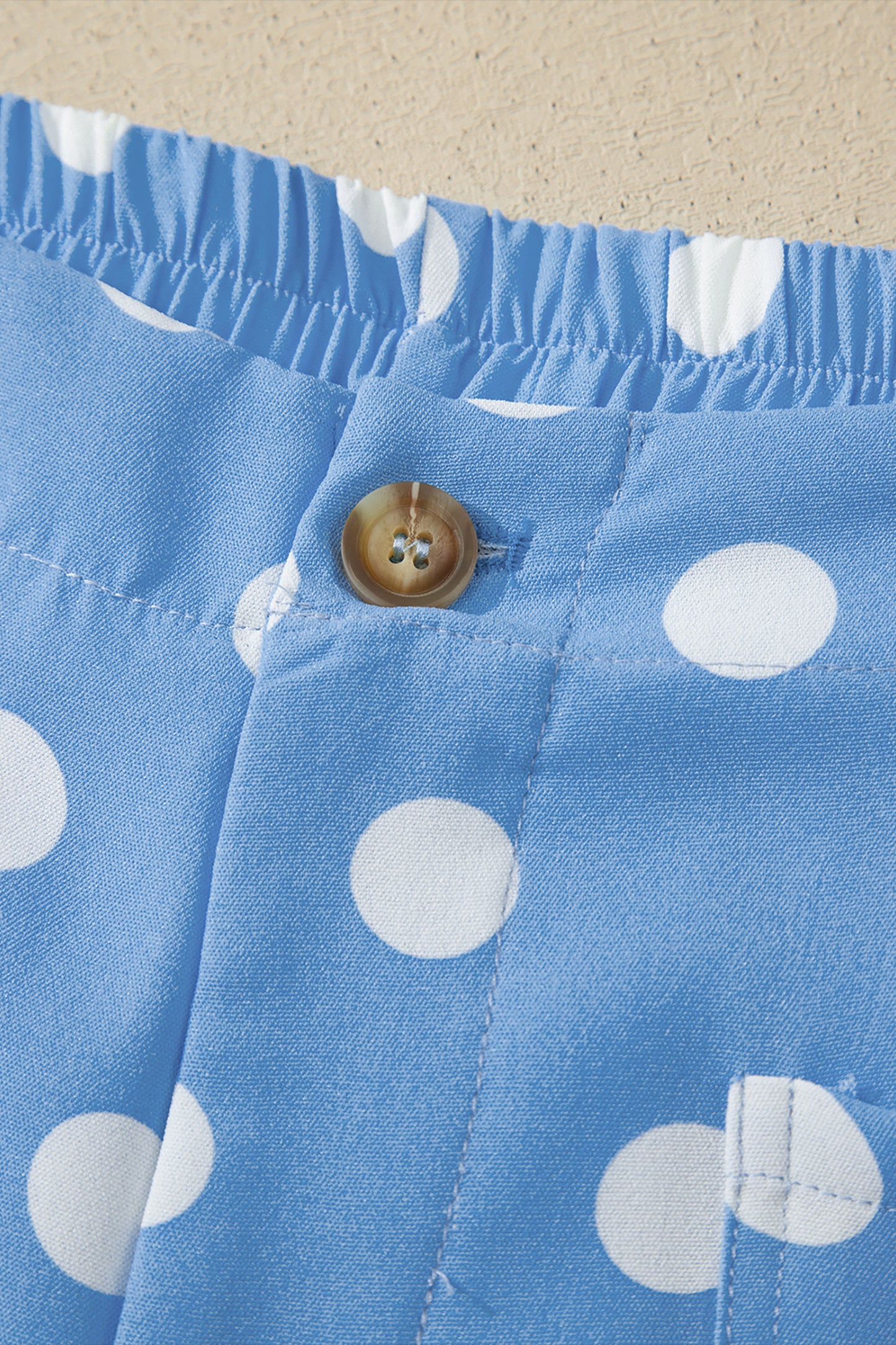 Sky Blue Polka Dot Print Patched Pocket Mid-rise Straight Leg Pants-Bottoms/Pants & Culotte-[Adult]-[Female]-2022 Online Blue Zone Planet