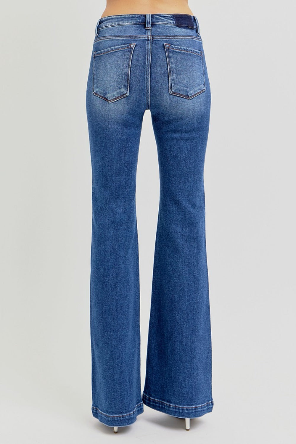 RISEN Full Size Low Rise Flare Jeans with Pockets-BOTTOMS SIZES SMALL MEDIUM LARGE-[Adult]-[Female]-2022 Online Blue Zone Planet