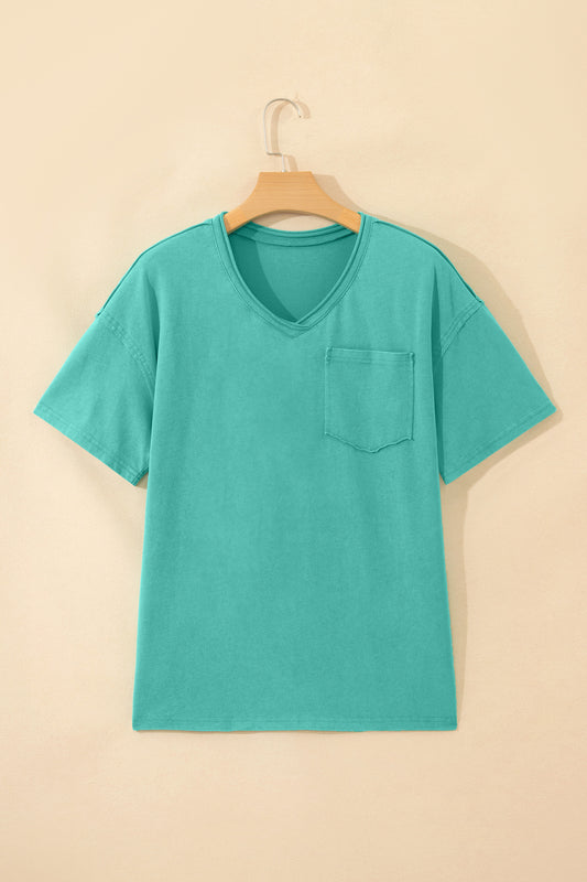 Mint Green Cotton Mineral Wash T Shirt-Tops/Tops & Tees-[Adult]-[Female]-2022 Online Blue Zone Planet