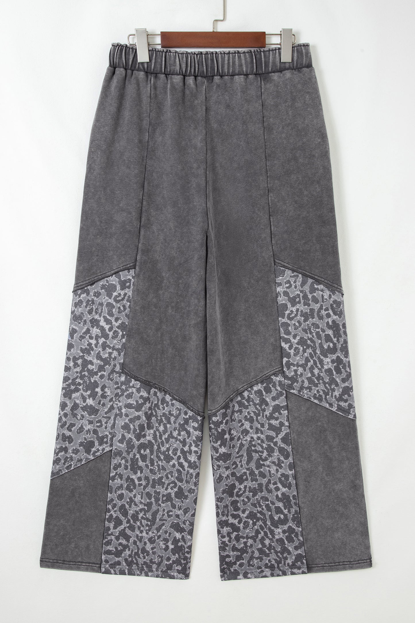 Dark Grey Mineral Wash Leopard Patchwork Loose Pants-Bottoms/Pants & Culotte-[Adult]-[Female]-2022 Online Blue Zone Planet