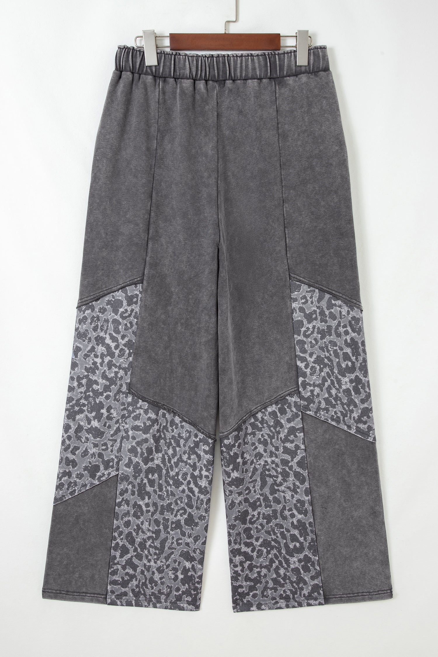 Dark Grey Mineral Wash Leopard Patchwork Loose Pants-Bottoms/Pants & Culotte-[Adult]-[Female]-2022 Online Blue Zone Planet