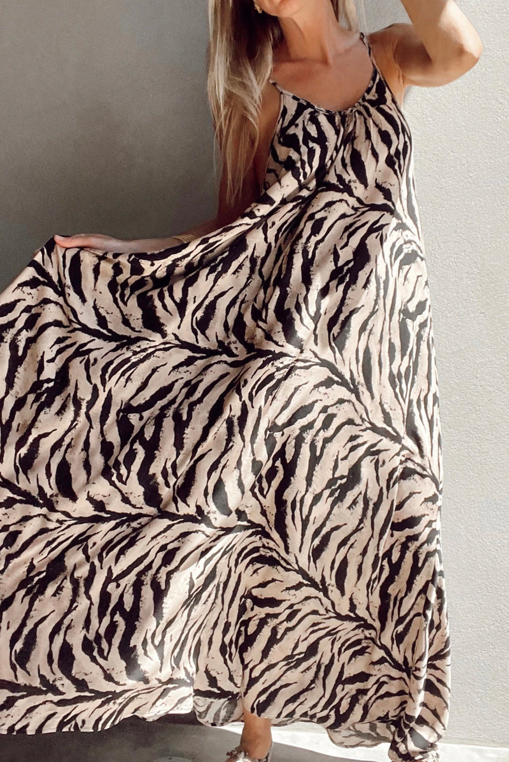 Black Abstract Print Open Back Boho Loose Maxi Sundress-TOPS / DRESSES-[Adult]-[Female]-Black-S-2022 Online Blue Zone Planet