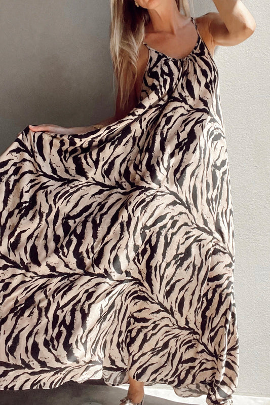 Black Abstract Print Open Back Boho Loose Maxi Sundress-TOPS / DRESSES-[Adult]-[Female]-Black-S-2022 Online Blue Zone Planet