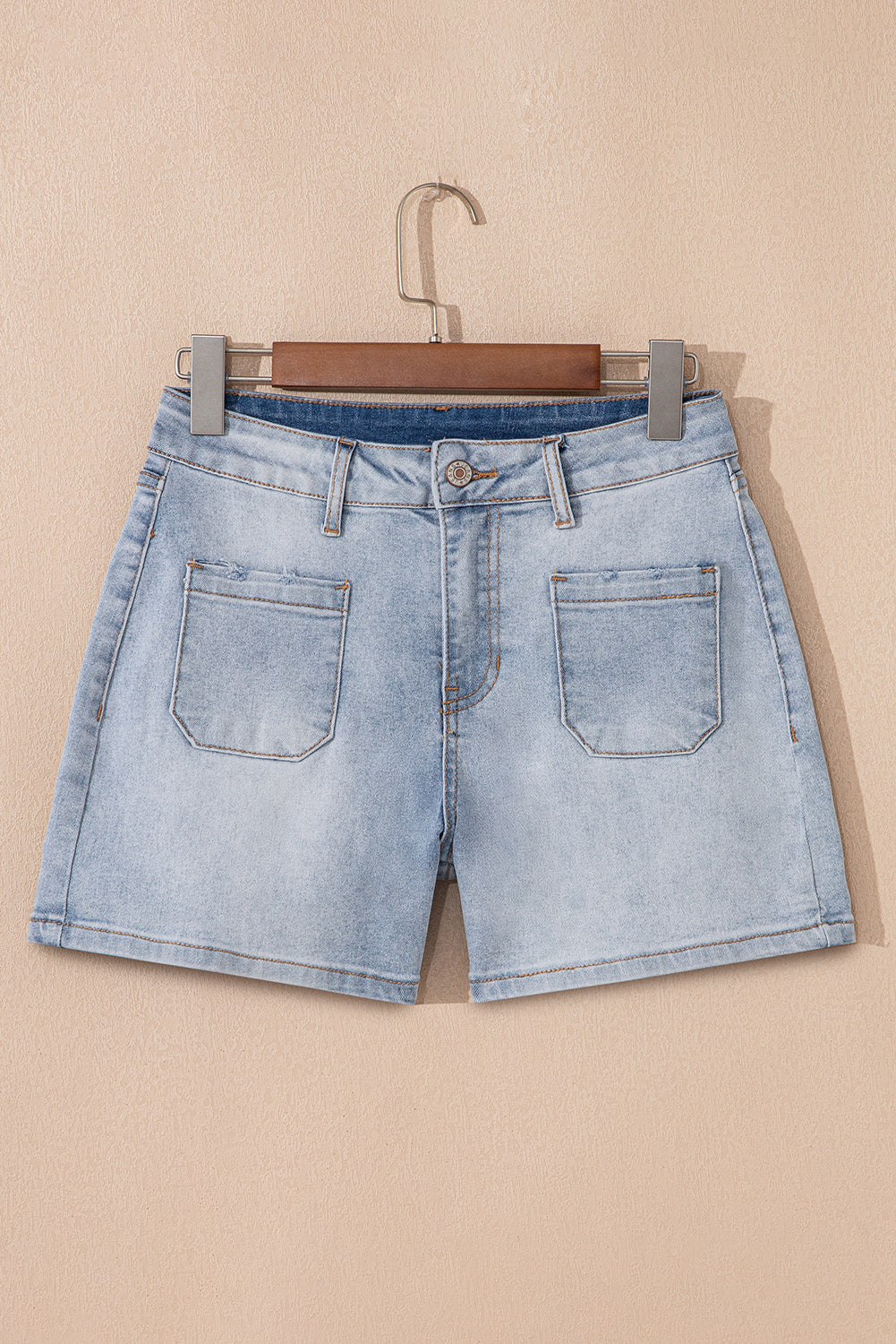 Beau Blue Light Wash High Rise Denim Shorts-Bottoms/Denim Shorts-[Adult]-[Female]-2022 Online Blue Zone Planet