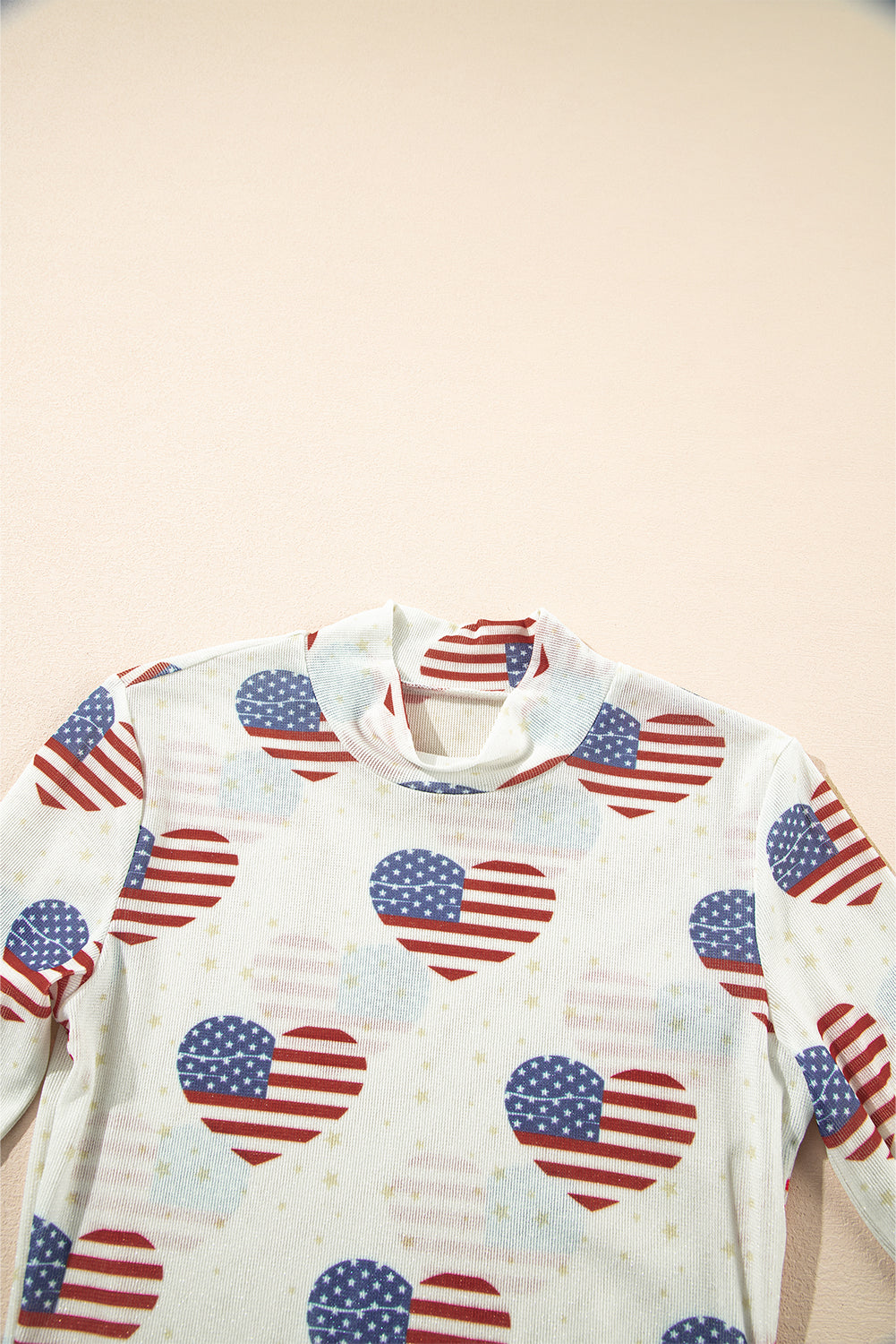 White Americana Glitter Mesh Long Sleeve Bodysuit-Tops/Bodysuits-[Adult]-[Female]-2022 Online Blue Zone Planet