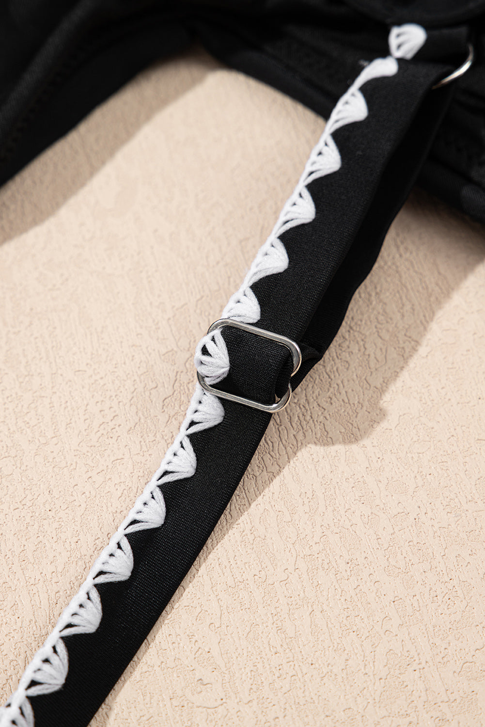 Black Ric Rac Trim Contrasted Patchwork Cutout One Piece Swimsuit-Swimwear/One Piece Swimsuit-[Adult]-[Female]-2022 Online Blue Zone Planet