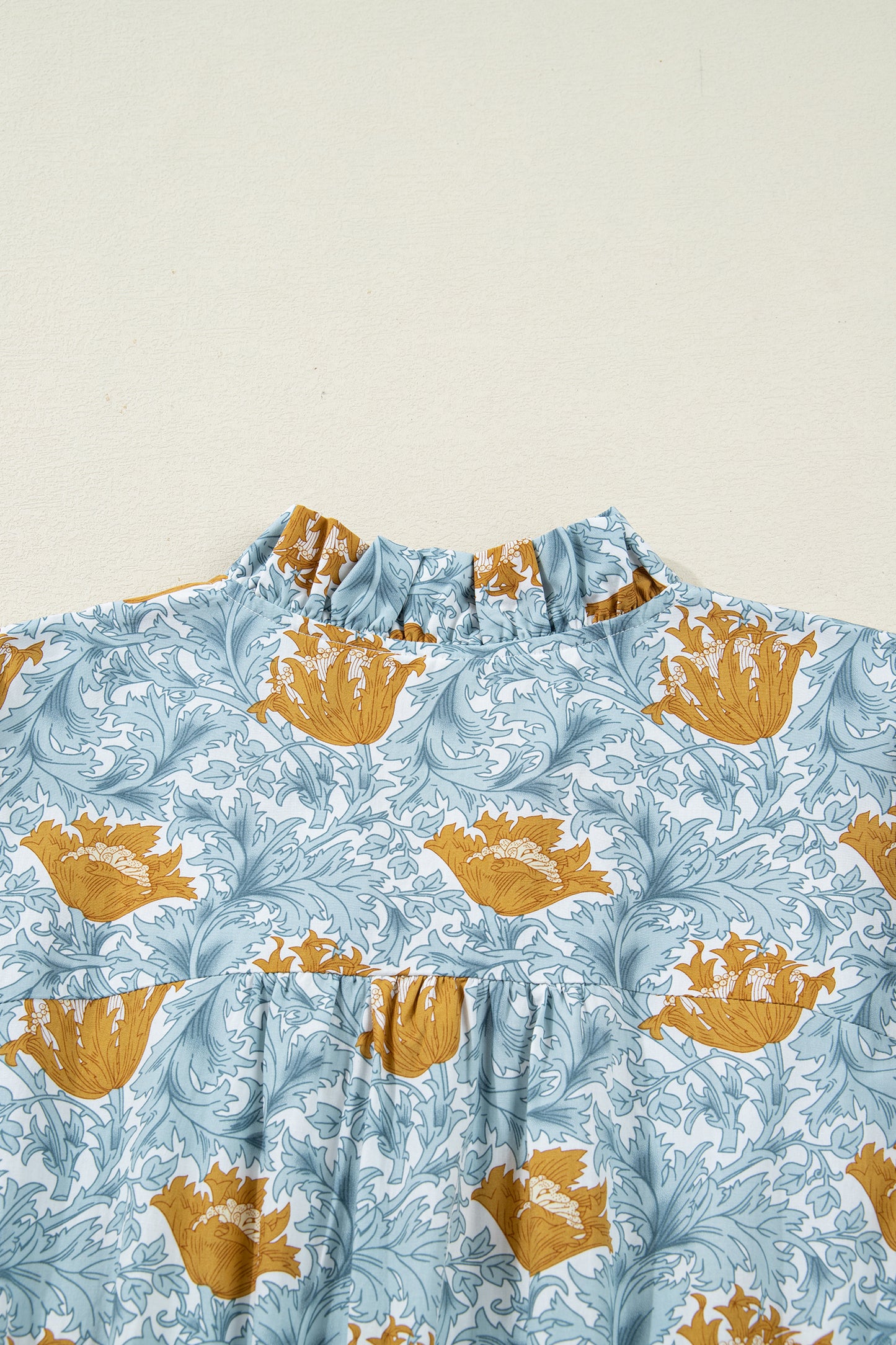 Brown Floral Printed Frilled V Neck Bracelet Sleeve Long Dress-Bracelet-[Adult]-[Female]-2022 Online Blue Zone Planet