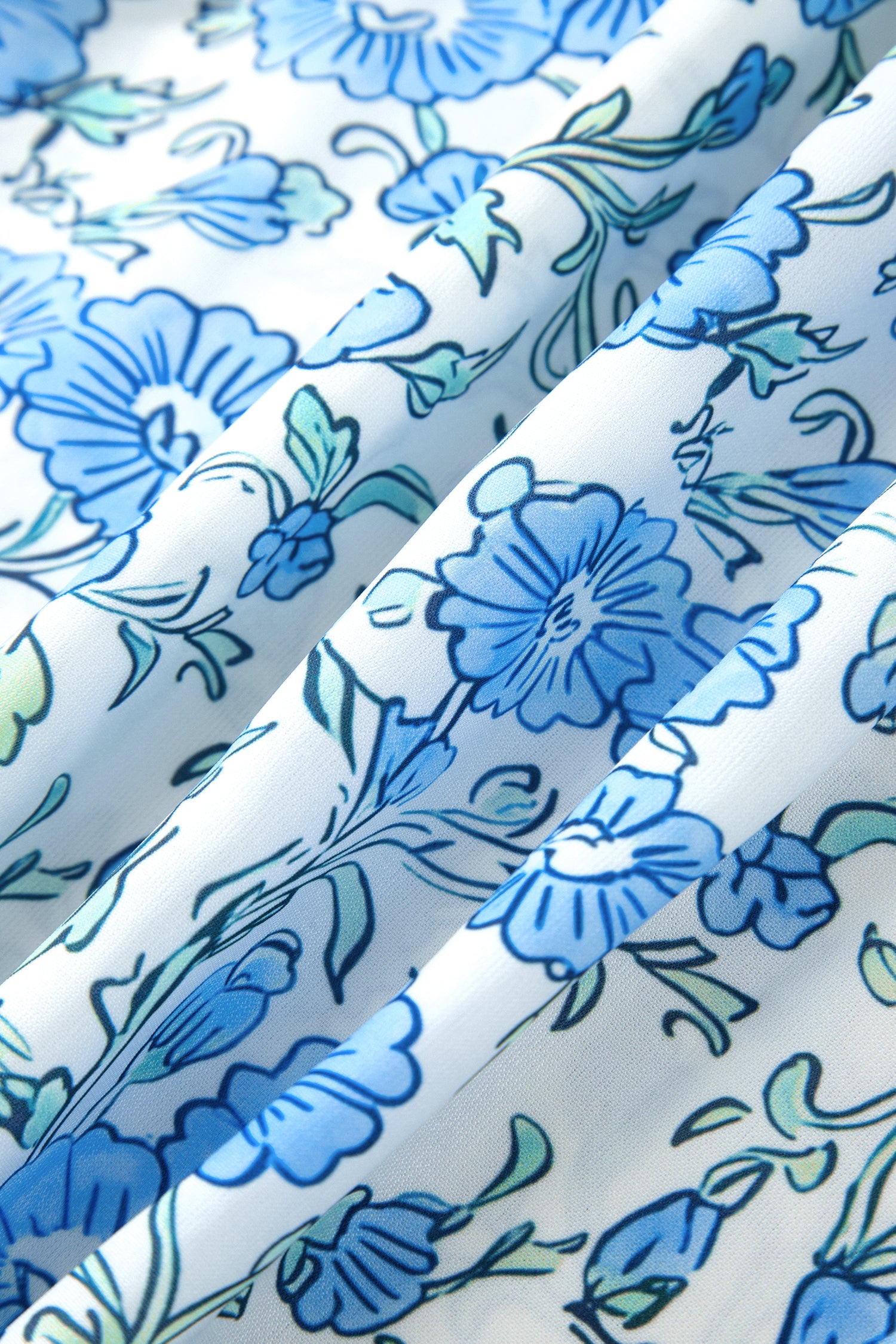 Sky Blue Floral Striped Patchwork Knot Straps 2pcs Short Set-Two Piece Sets/Short Sets-[Adult]-[Female]-2022 Online Blue Zone Planet
