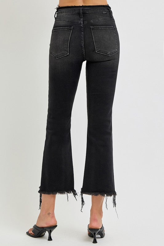 RISEN Full Size Raw Hem Cropped Flare Jeans Plus Size-BOTTOMS SIZES SMALL MEDIUM LARGE-[Adult]-[Female]-2022 Online Blue Zone Planet