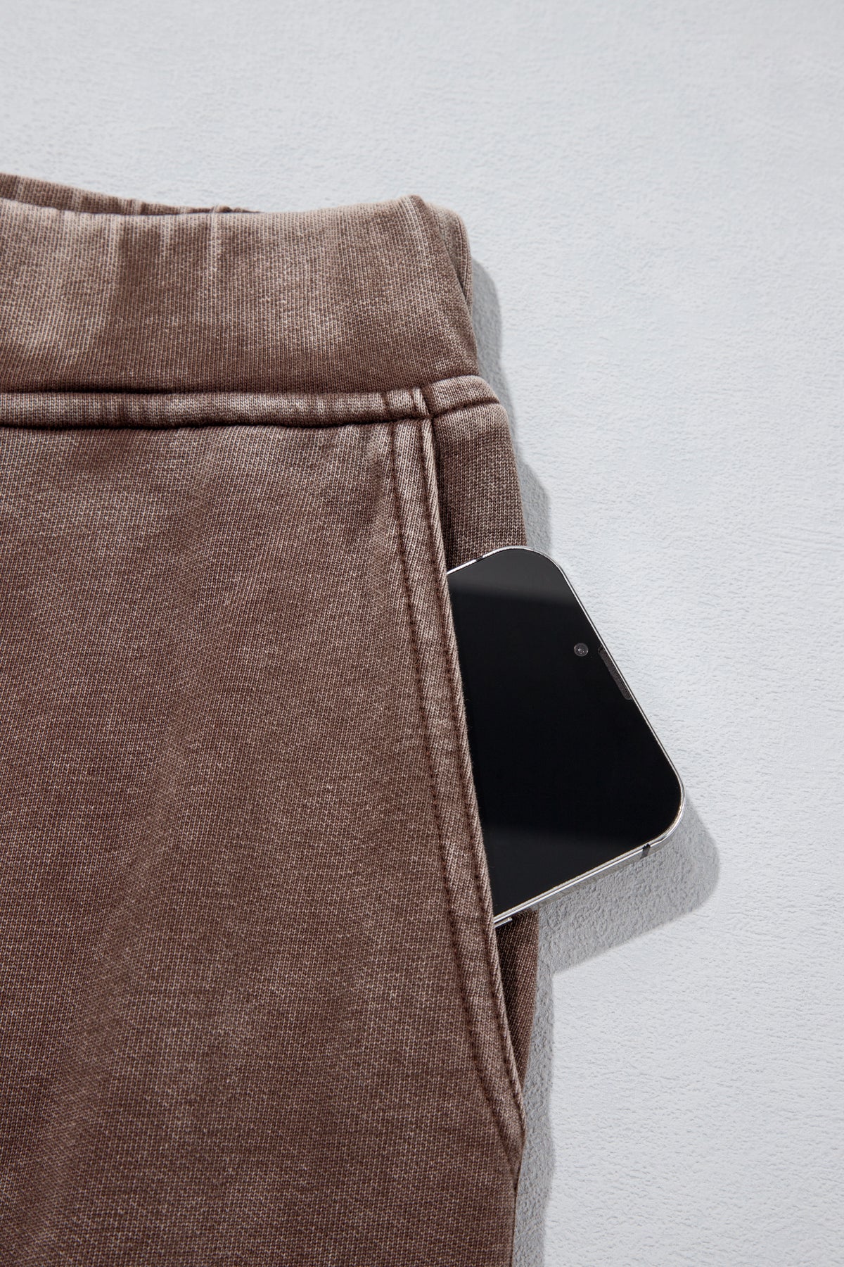 Coffee Mineral Wash Seam Detail Elastic Waist Barrel Pants-Bottoms/Pants & Culotte-[Adult]-[Female]-2022 Online Blue Zone Planet