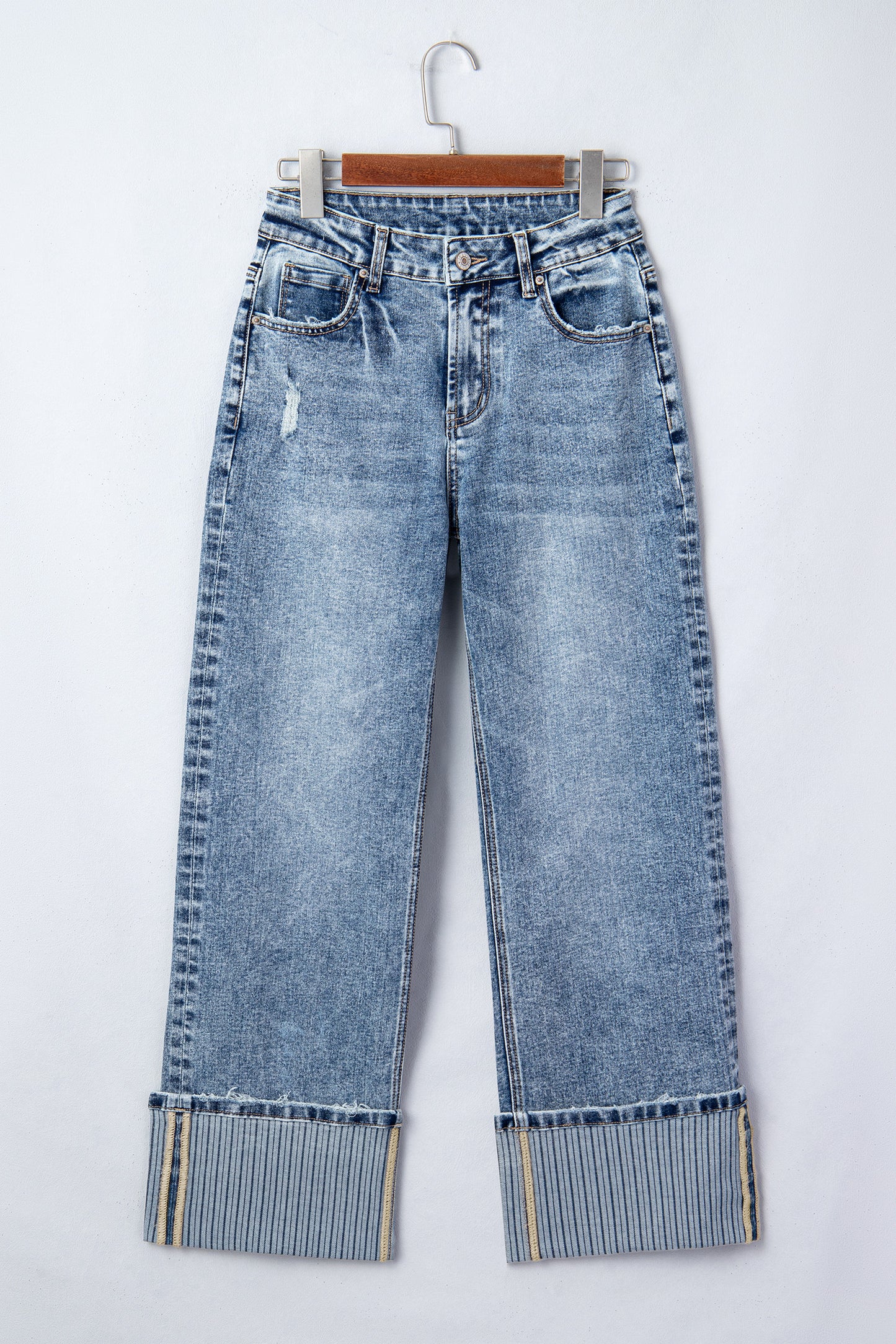 Ashleigh Blue Cuffed Straight Loose Jeans-Bottoms/Jeans-[Adult]-[Female]-2022 Online Blue Zone Planet