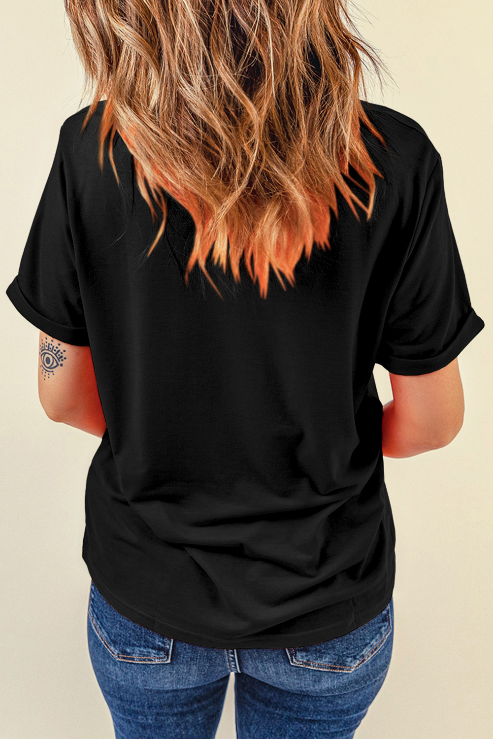 Black Sequin Heart Patched Valentines Graphic Tee-Graphic Tees-[Adult]-[Female]-2022 Online Blue Zone Planet