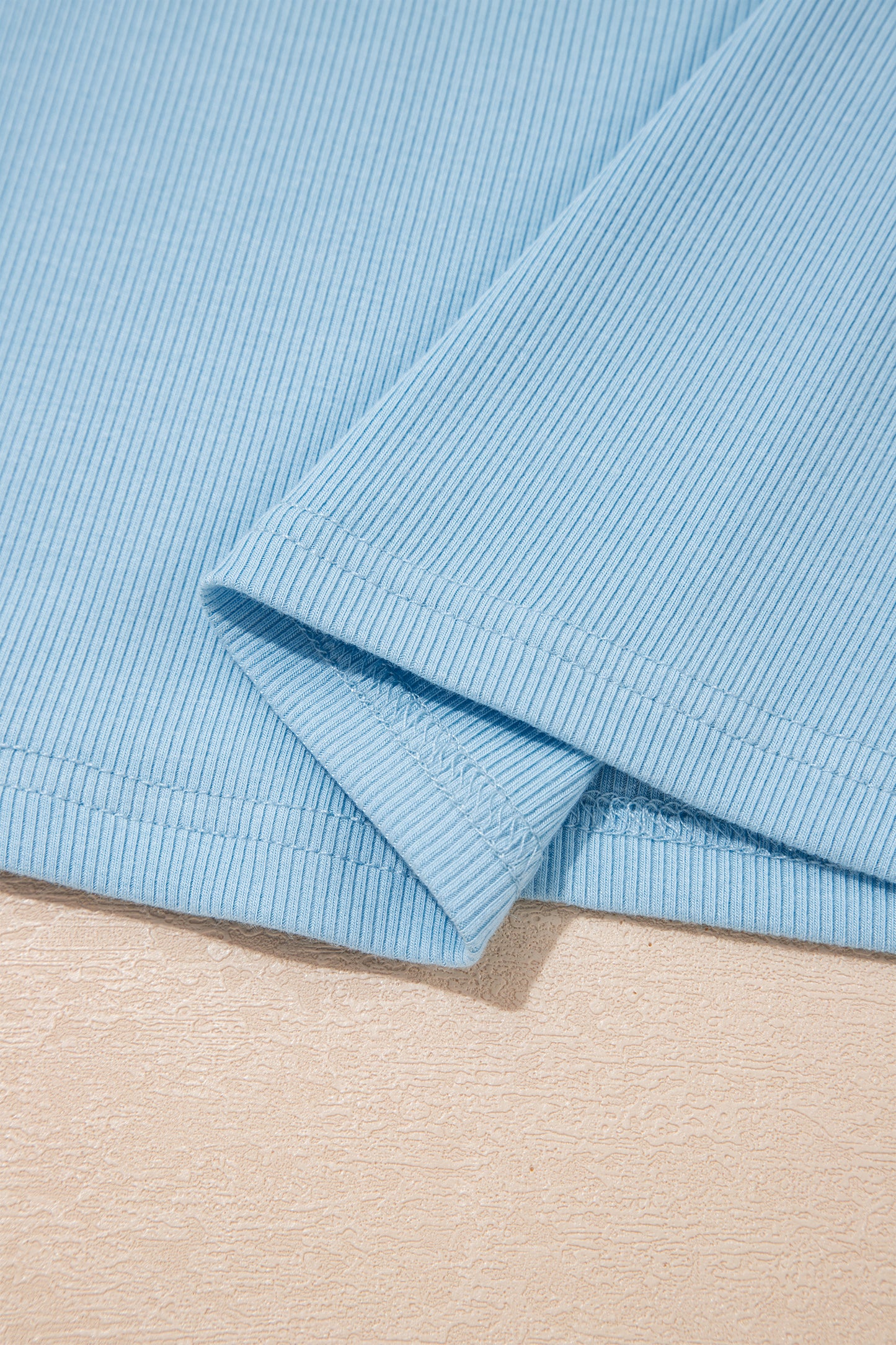 Mist Blue Ribbed Slim Tank Pocketed Wide Leg Shorts Set-Two Piece Sets/Short Sets-[Adult]-[Female]-2022 Online Blue Zone Planet