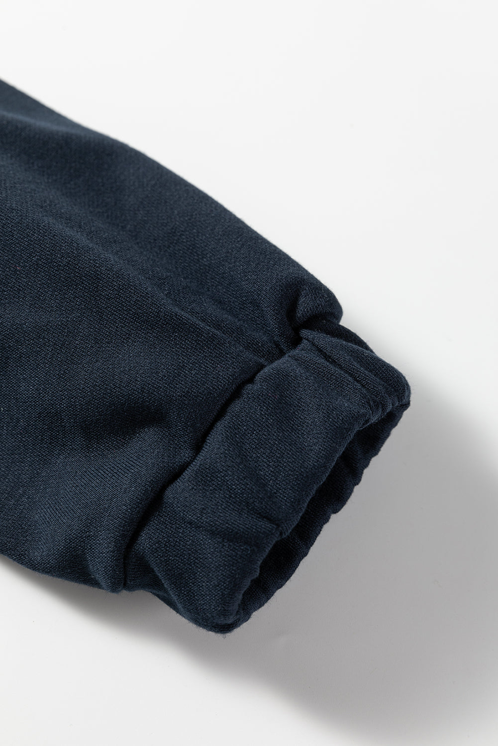 Navy Blue Color Block Patchwork Half Button Pullover and Shorts 2pcs Outfit-Two Piece Sets/Short Sets-[Adult]-[Female]-2022 Online Blue Zone Planet