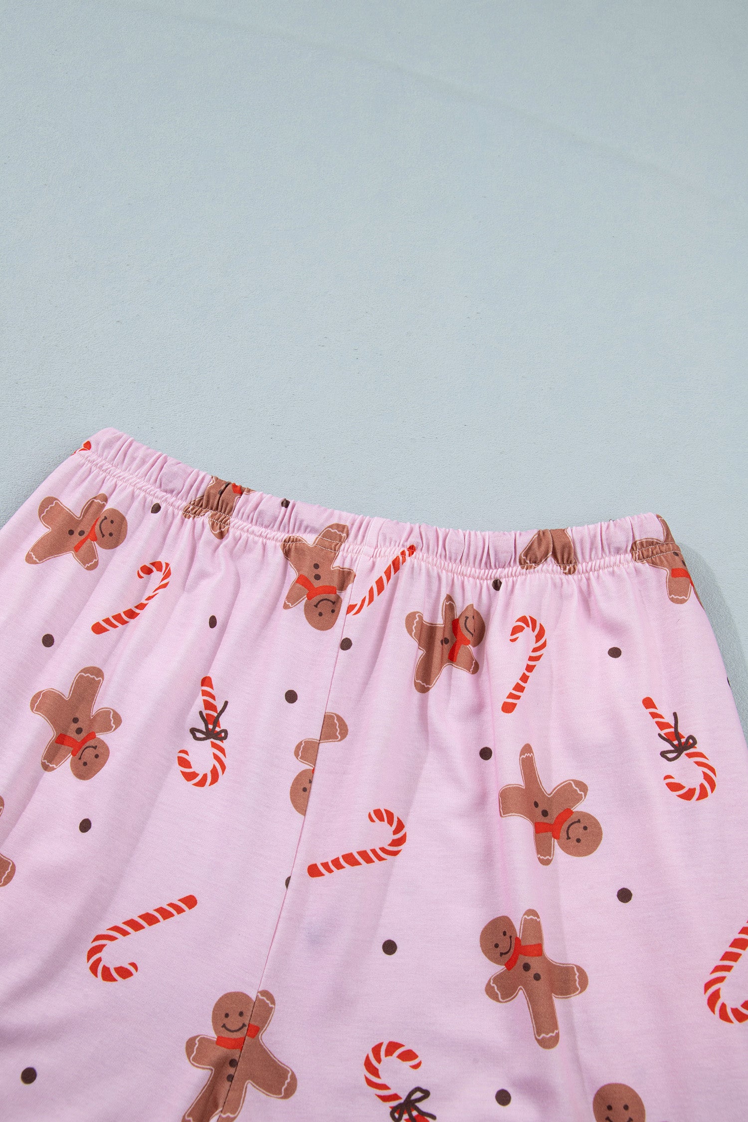 Pink Short Sleeve Placket Shell Button Elastic Waist Lounge Set-Loungewear & Sleepwear/Loungewear-[Adult]-[Female]-2022 Online Blue Zone Planet
