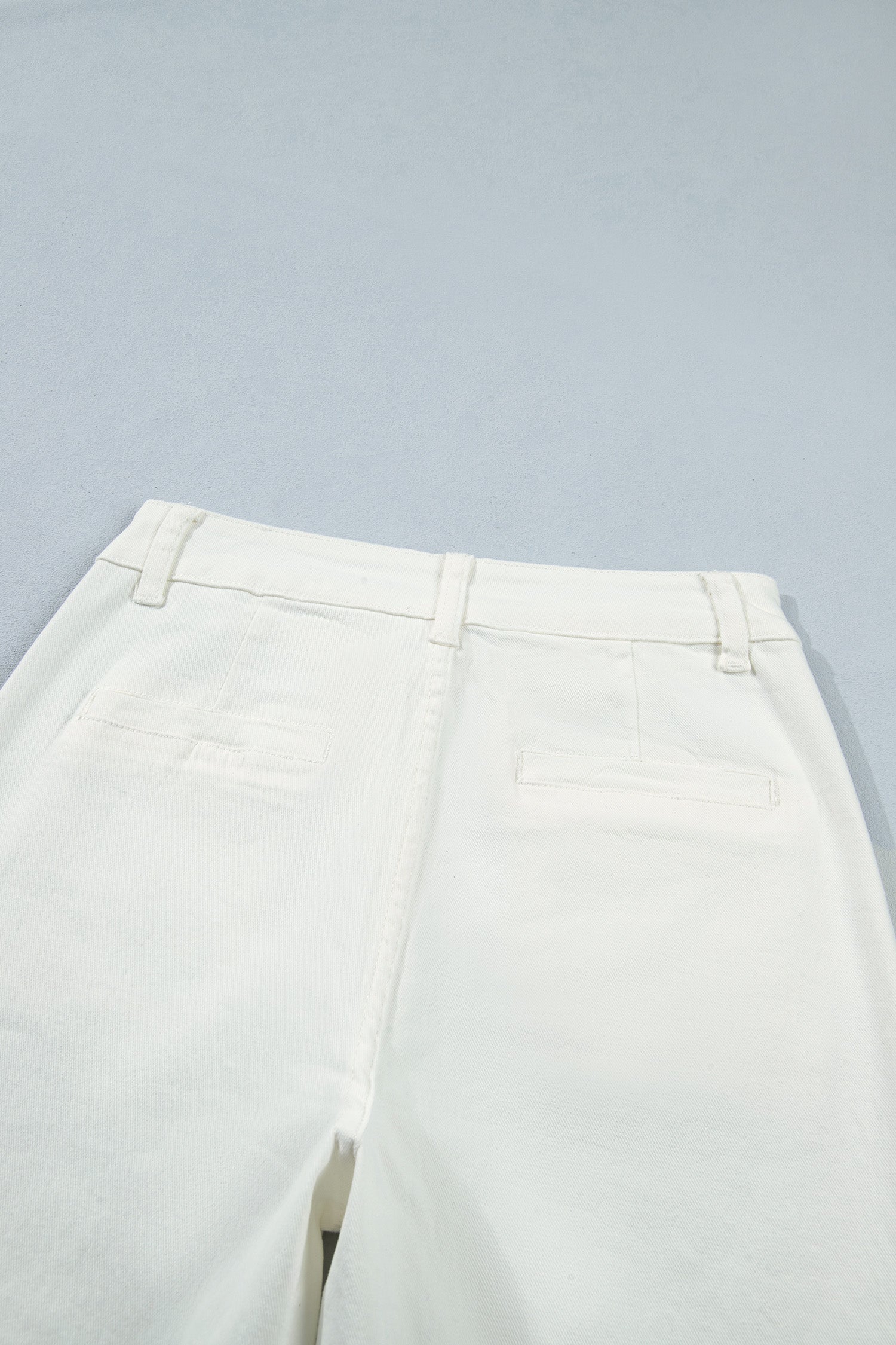 White Solid Color Scalloped Patch Pocket Shift Jeans-Bottoms/Jeans-[Adult]-[Female]-2022 Online Blue Zone Planet