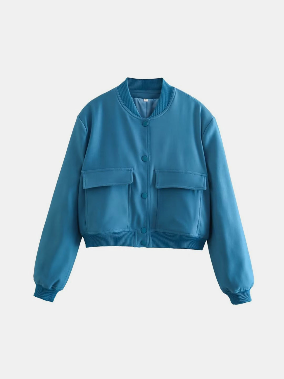 Pocketed Snap Down Baseball Collar Jacket-TOPS / DRESSES-[Adult]-[Female]-2022 Online Blue Zone Planet