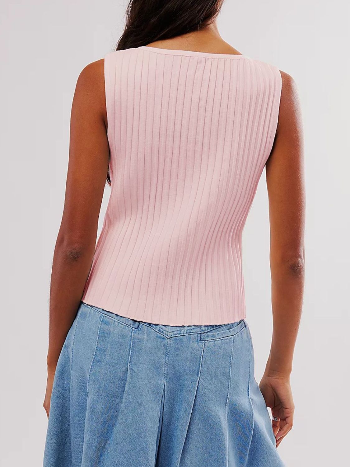 Button Down Round Neck Sweater Vest-TOPS / DRESSES-[Adult]-[Female]-2022 Online Blue Zone Planet