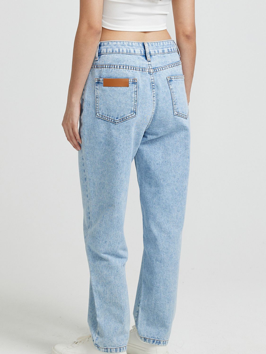 Pocketed Straight Leg Jeans-BOTTOMS SIZES SMALL MEDIUM LARGE-[Adult]-[Female]-2022 Online Blue Zone Planet