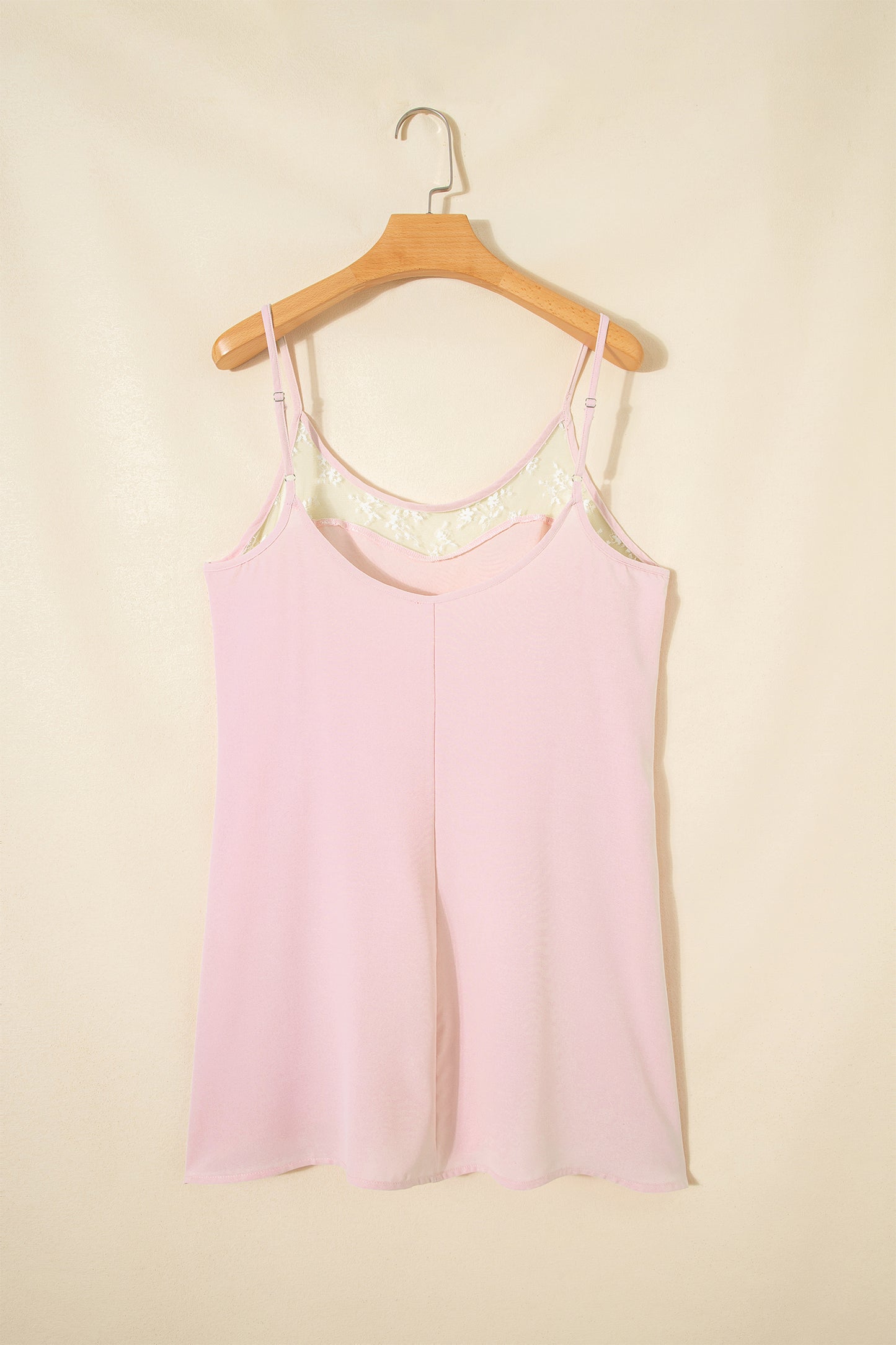 Light Pink Sheer Lace Patchwork Camisole Nightgown Dress-TOPS / DRESSES-[Adult]-[Female]-2022 Online Blue Zone Planet