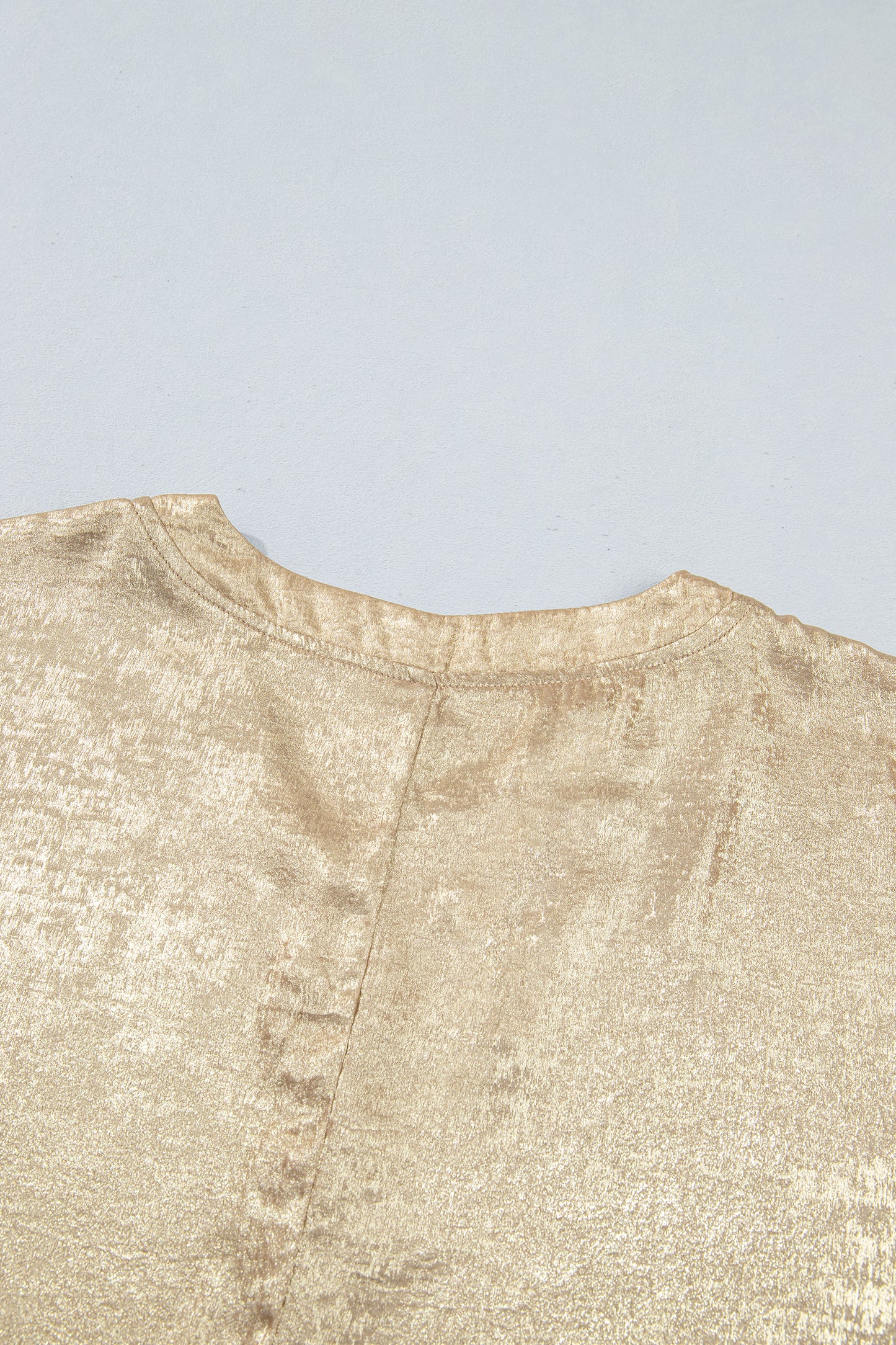 Parchment Metallic V Neck Button Cuffed Long Sleeve Dolman Blouse-Tops/Blouses & Shirts-[Adult]-[Female]-2022 Online Blue Zone Planet